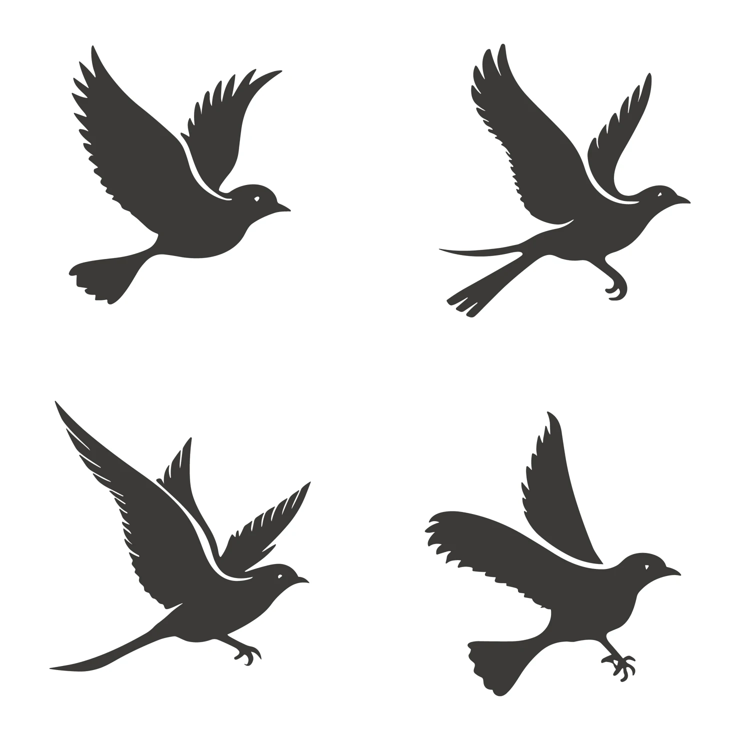 Birds customizable silhouettes set design #35893