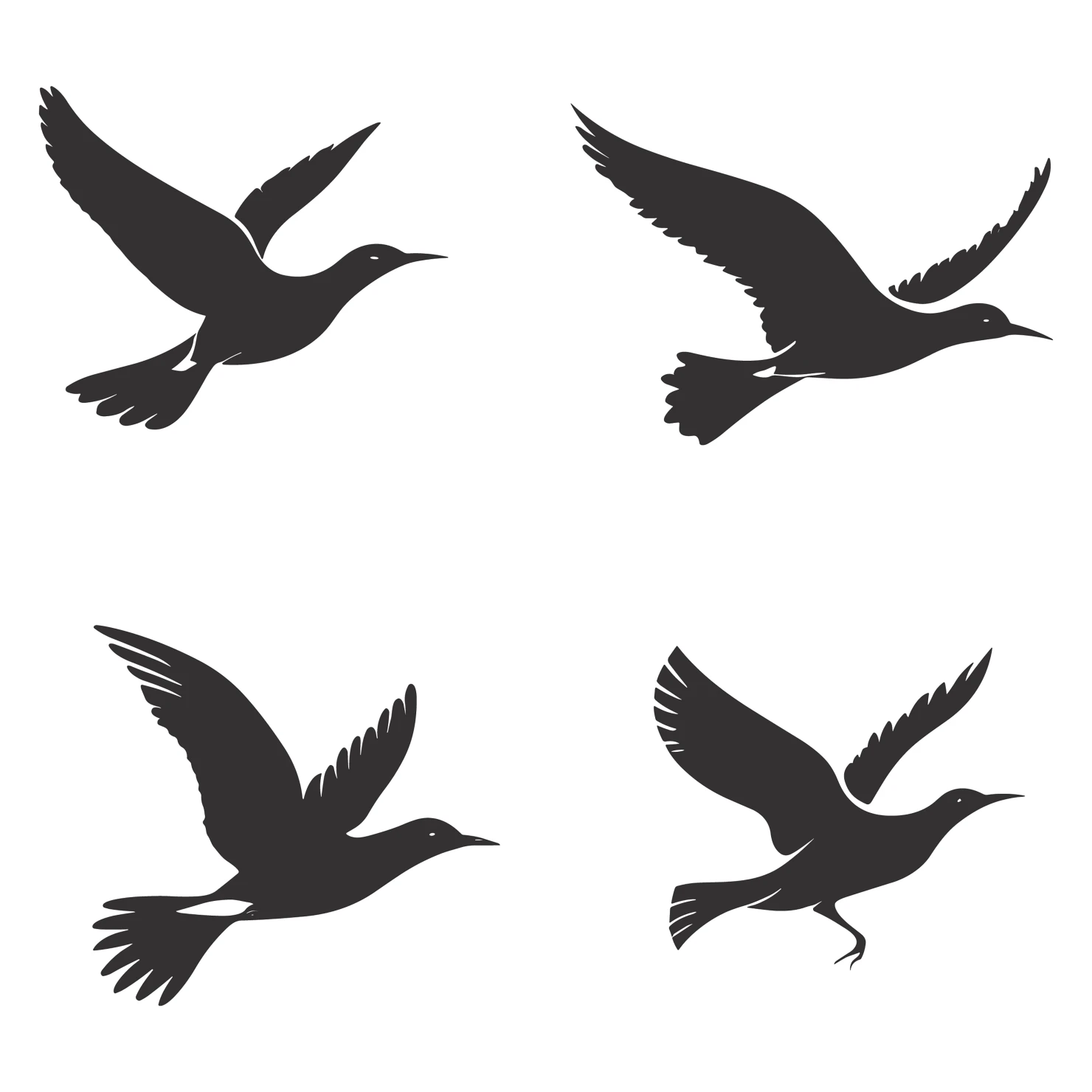Birds customizable silhouettes set design #35895