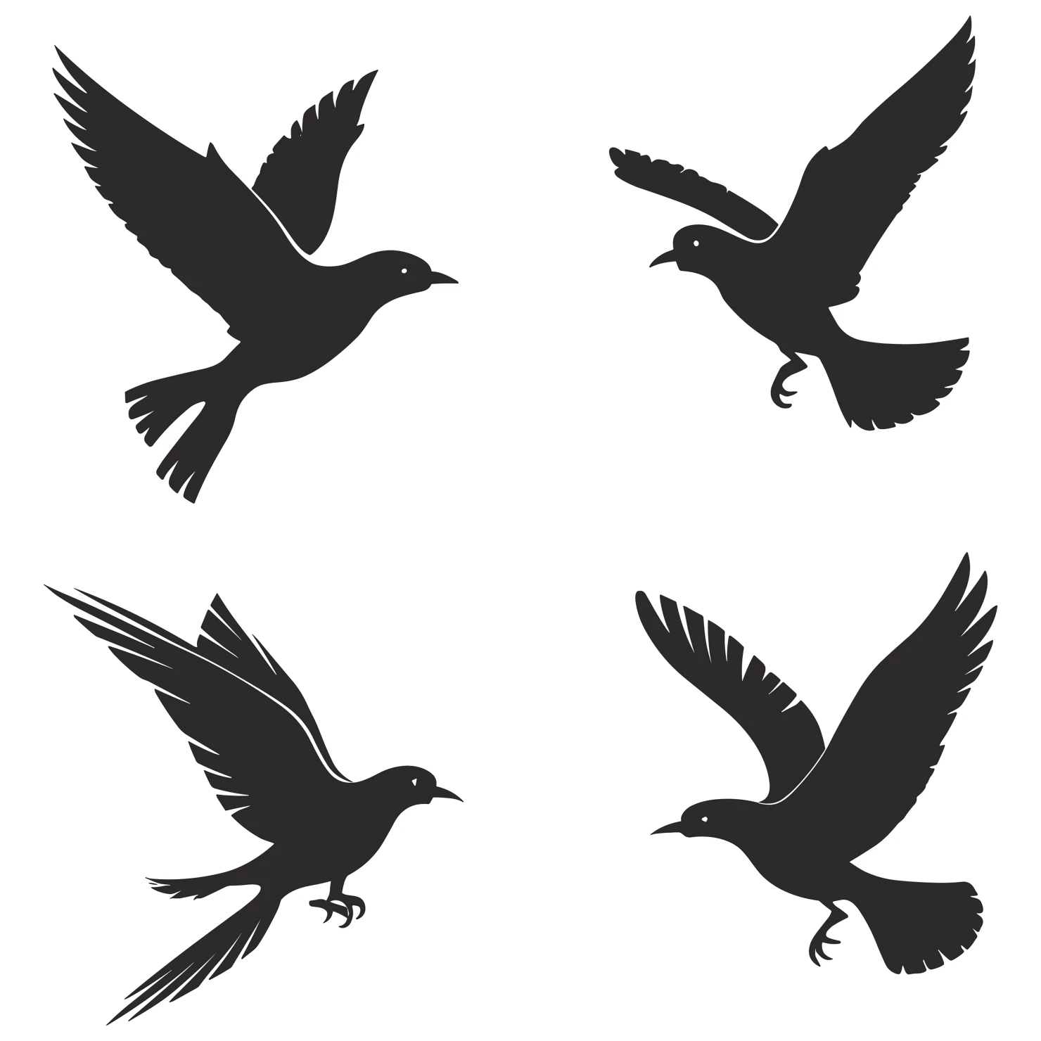 Birds customizable silhouettes set design #35900