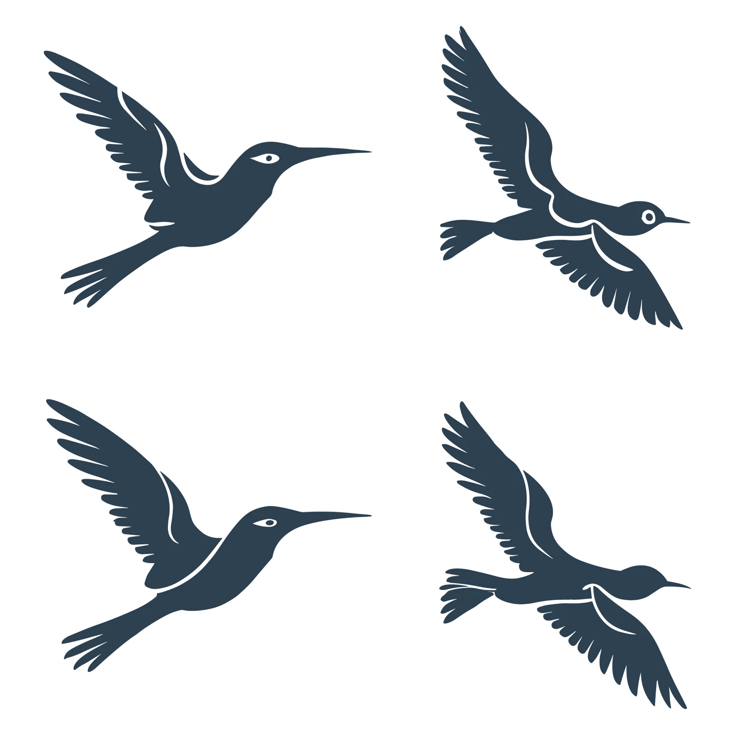Birds customizable silhouettes set design #35902