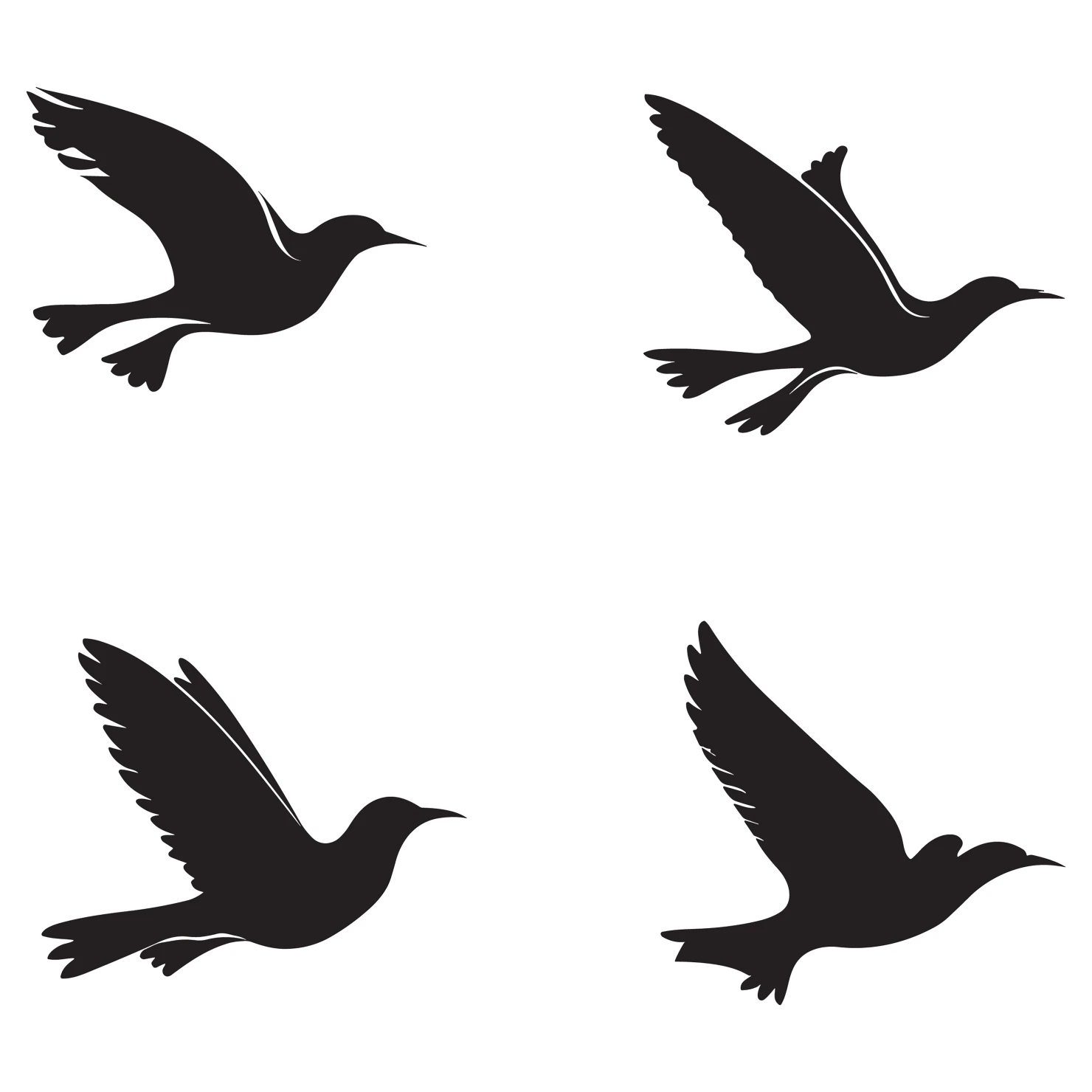 Birds customizable silhouettes set design #35904