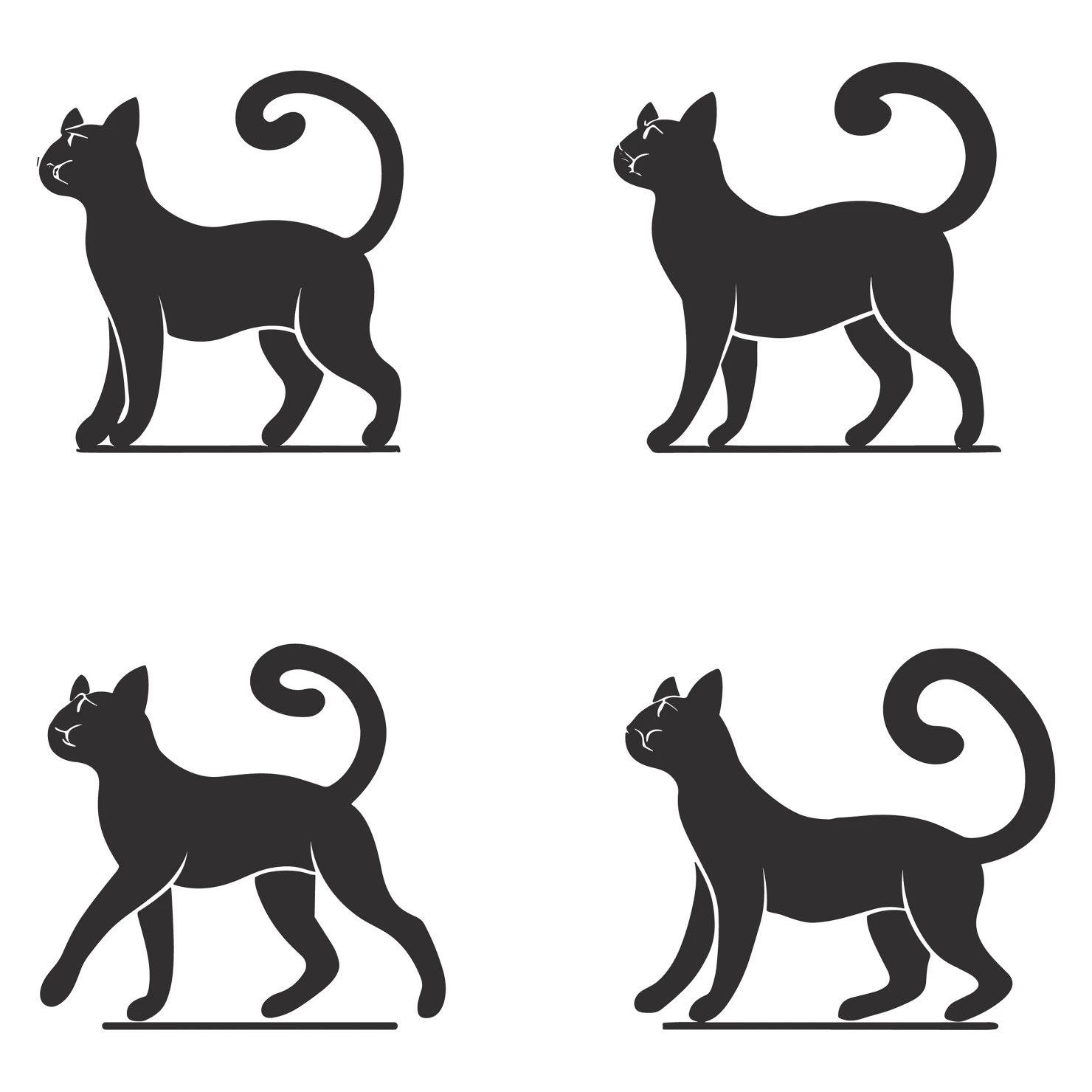 Cat customizable silhouettes set design #35914