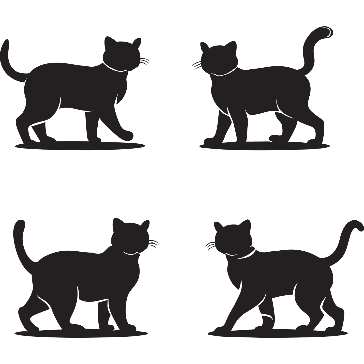 Cat customizable silhouettes set design #35916