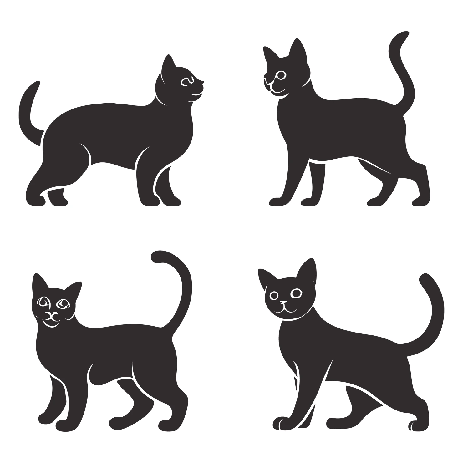 Cat customizable silhouettes set design #35917