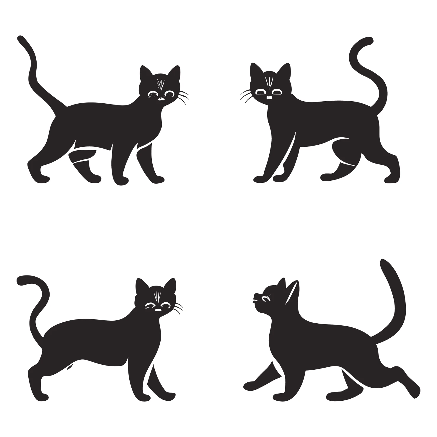 Cat customizable silhouettes set design #35918