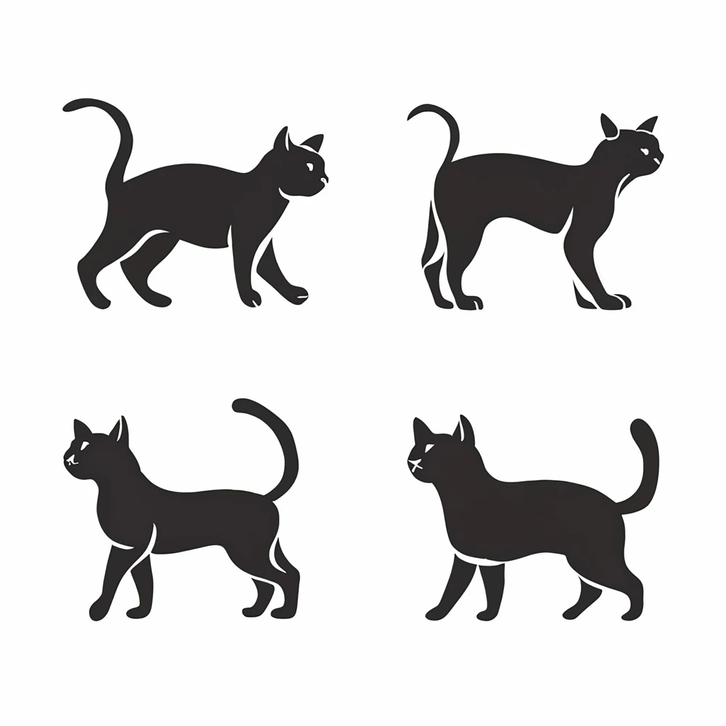 Cat customizable silhouettes set design #35919