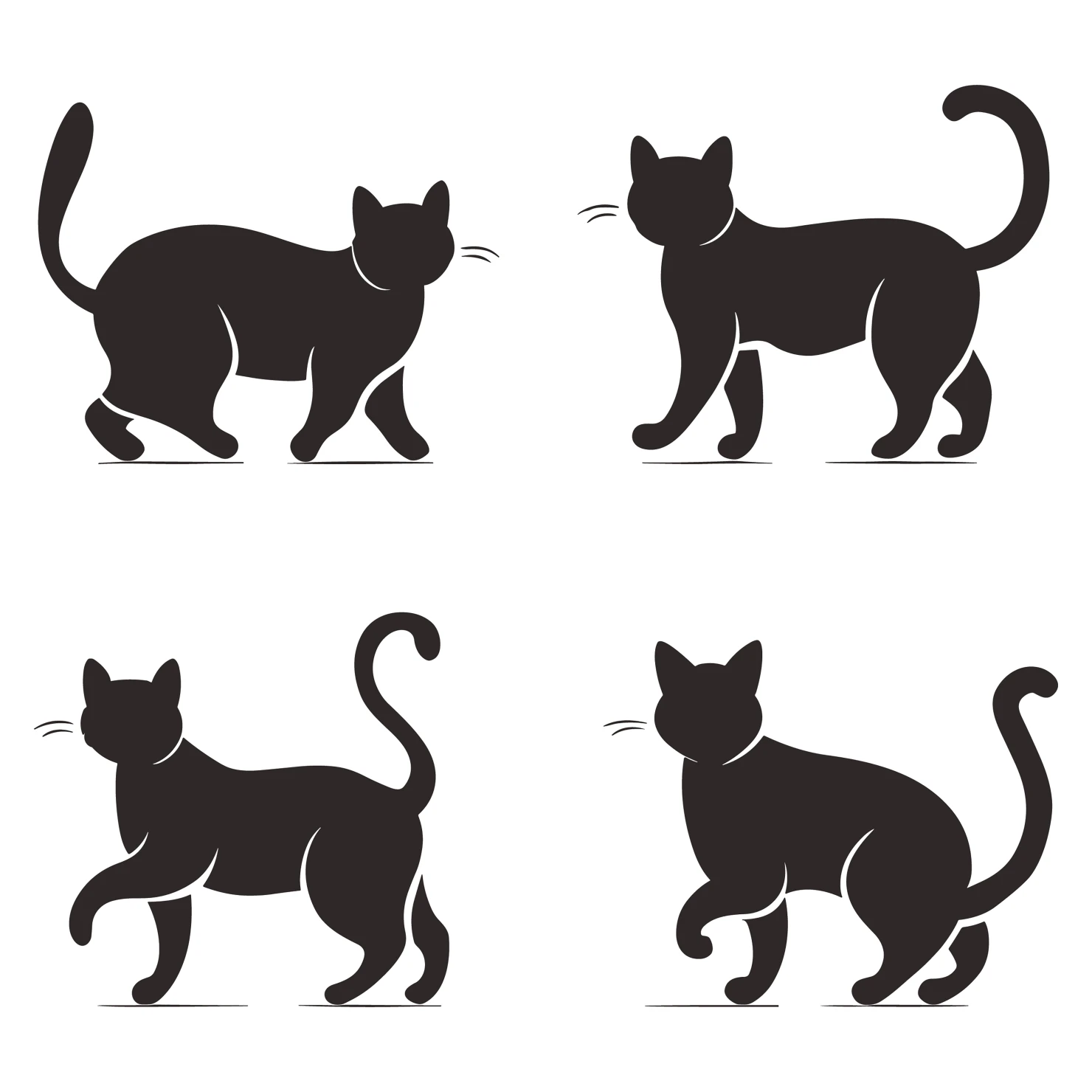 Cat customizable silhouettes set design #35920