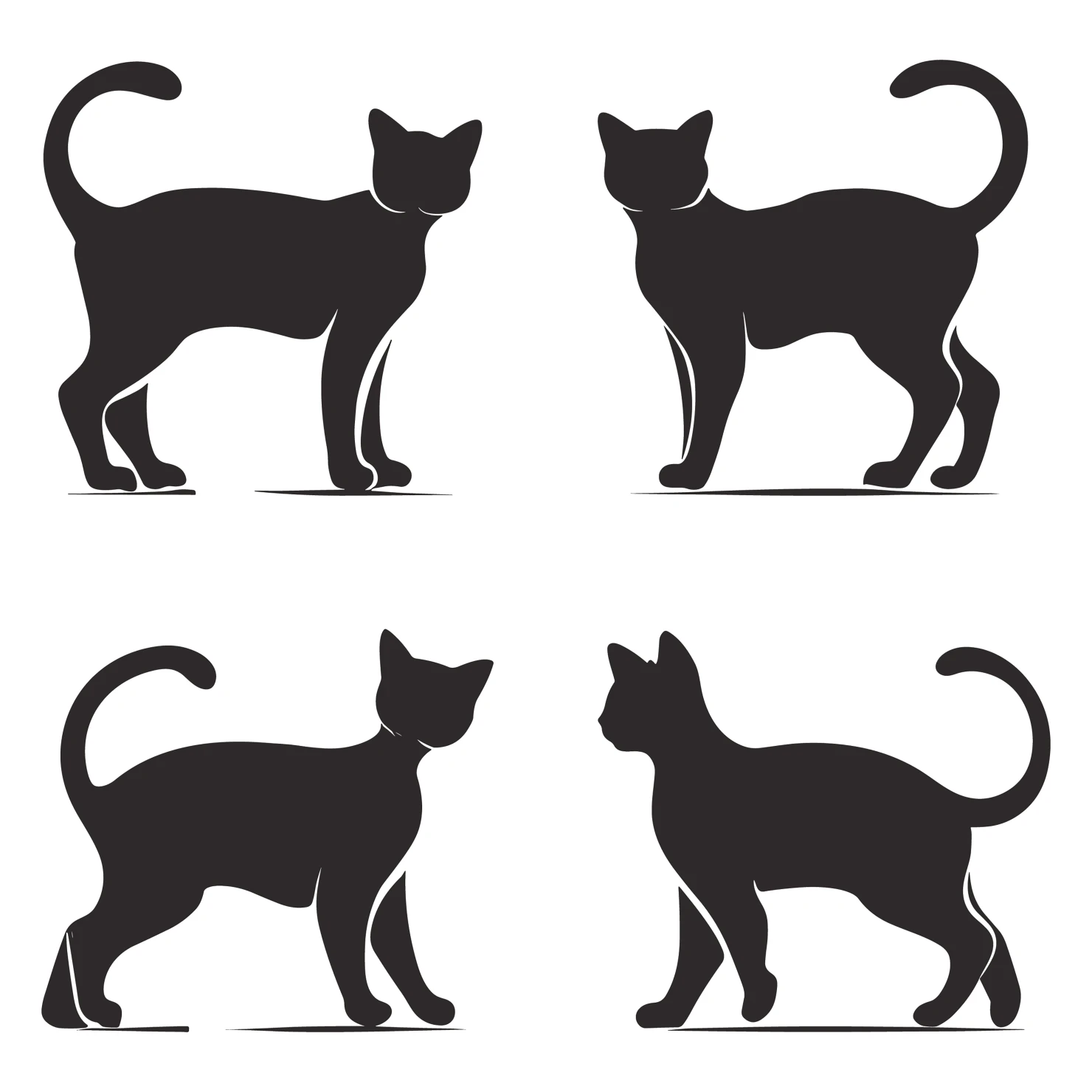 Cat customizable silhouettes set design #35921