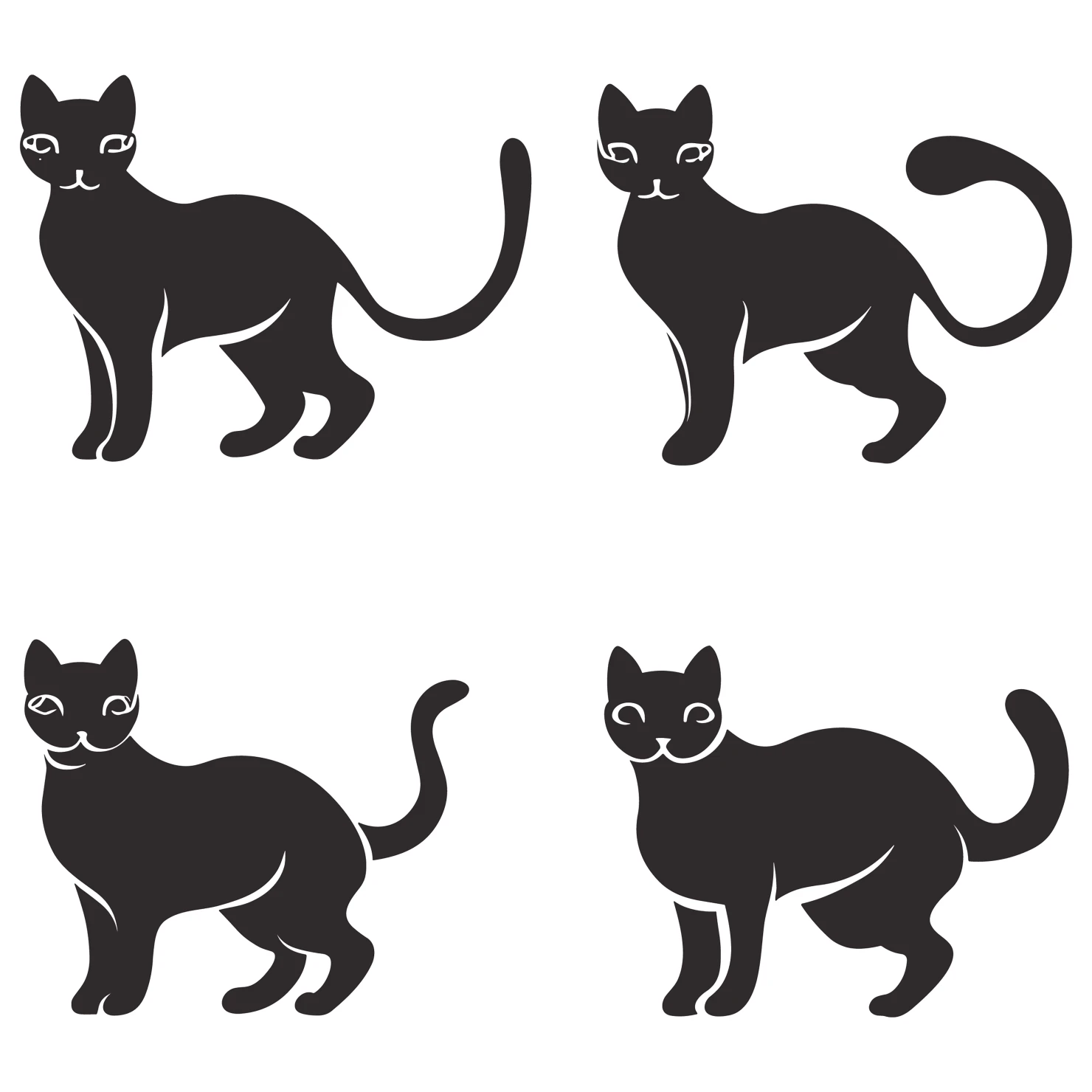 Cat customizable silhouettes set design #35922