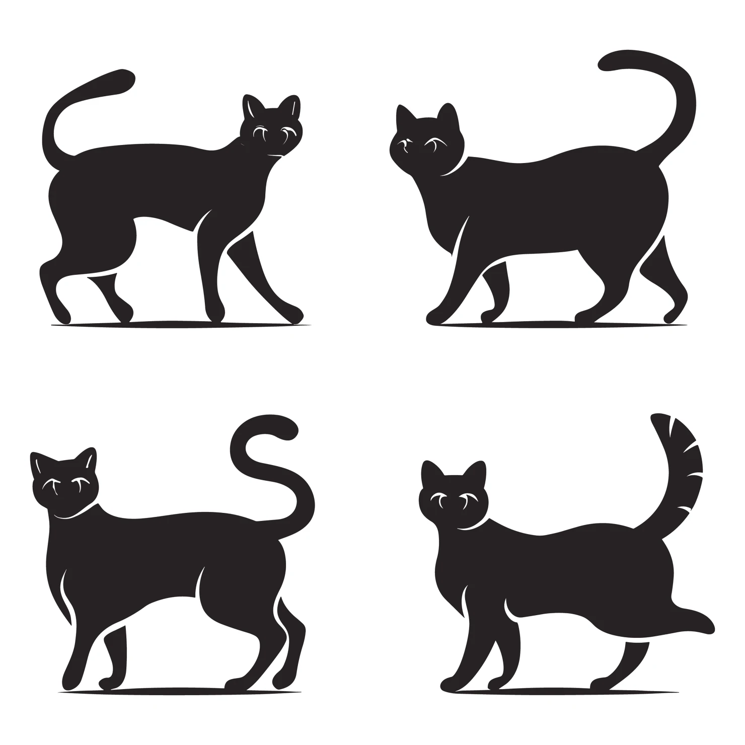 Cat customizable silhouettes set design #35923