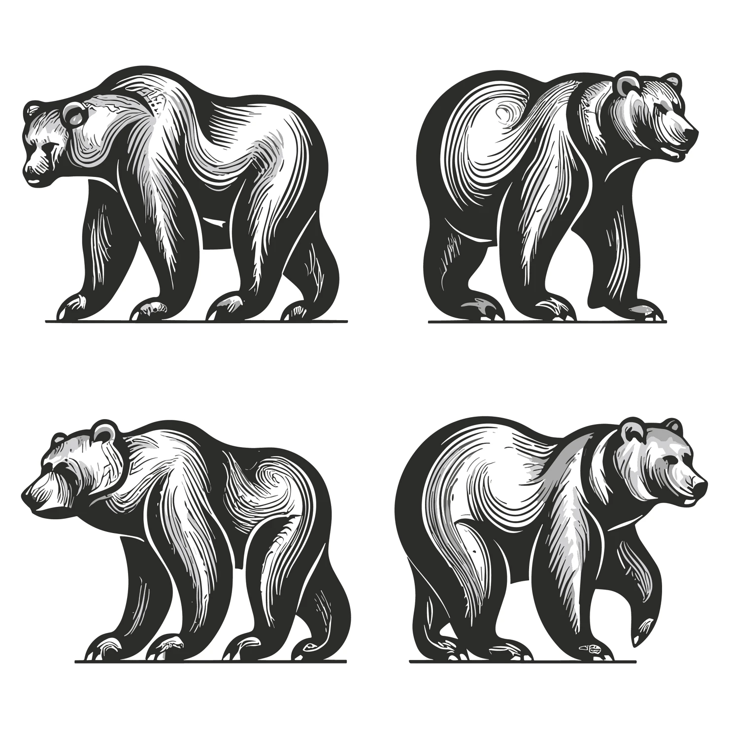 Bear customizable clip art set design #36129