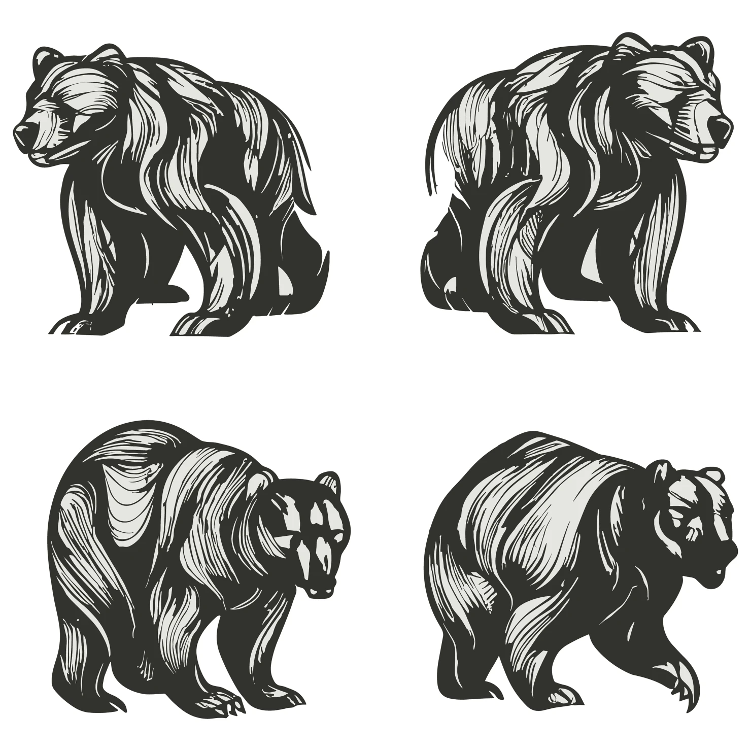 Bear customizable clip art set design #36135