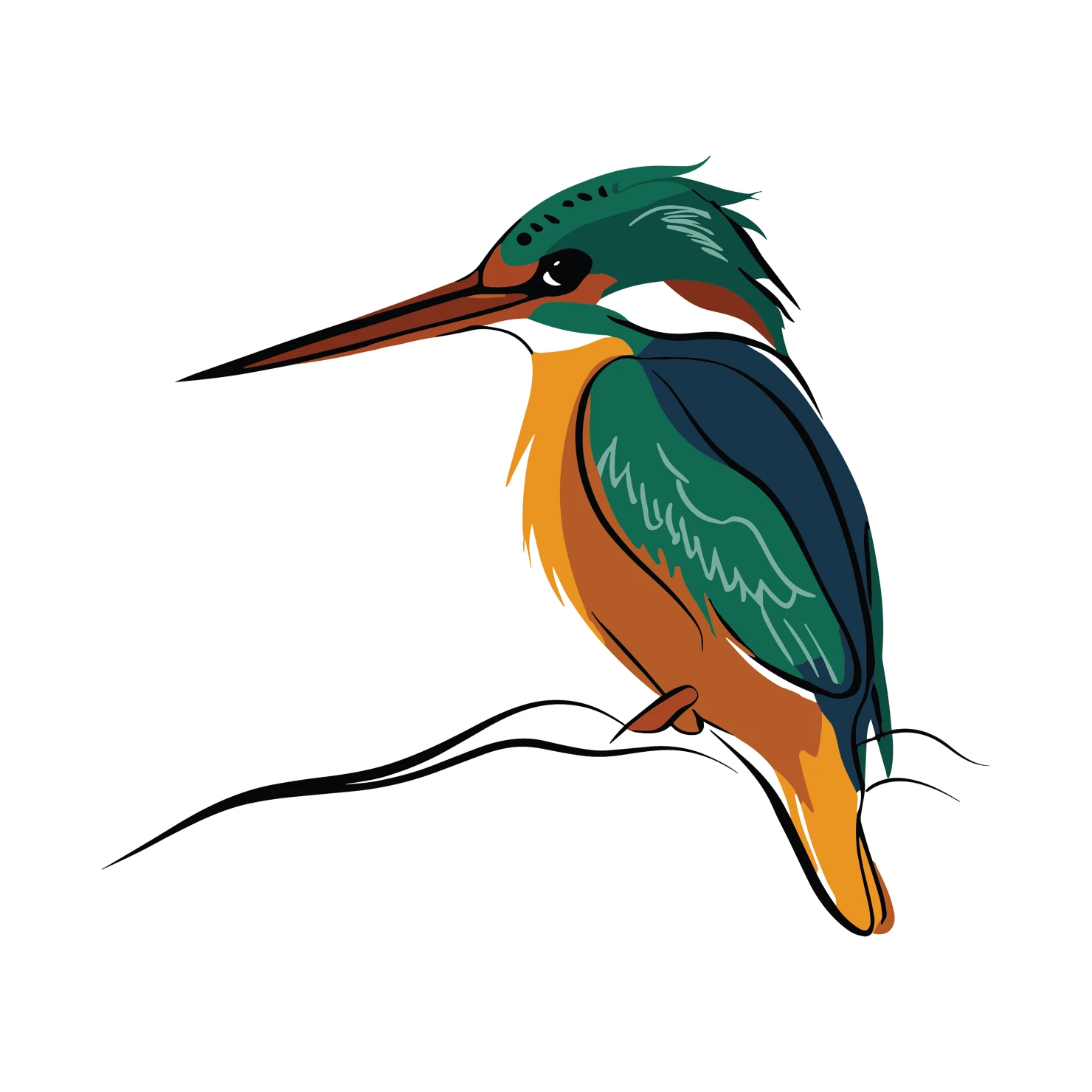 Kingfisher customizable clip art design #36653