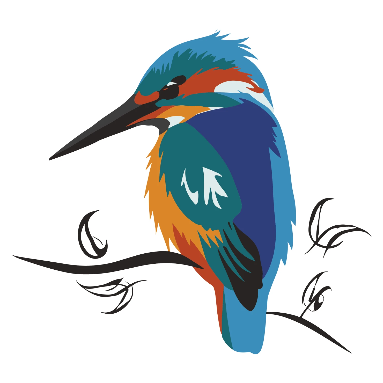 Kingfisher customizable clip art design #36657