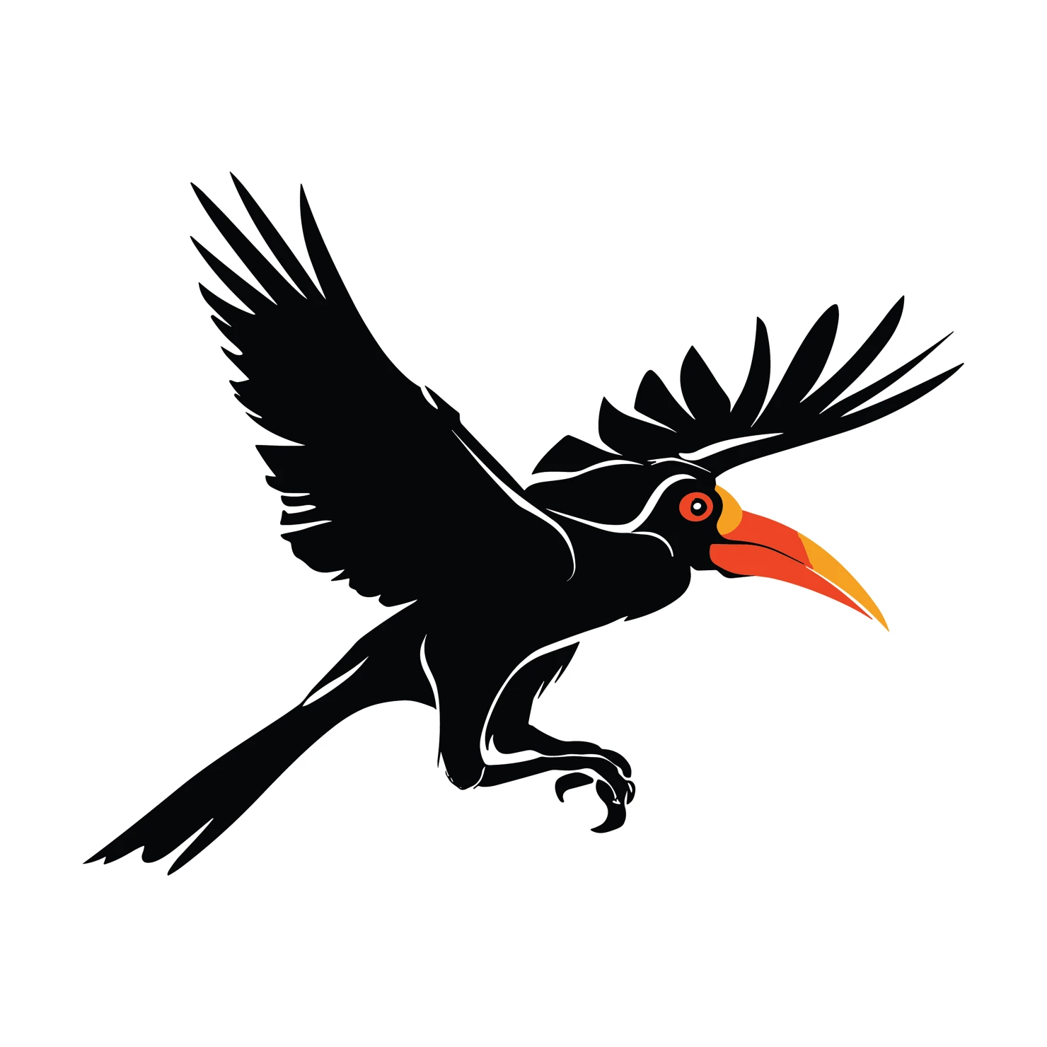 Hornbill bird customizable clip art set design #36845