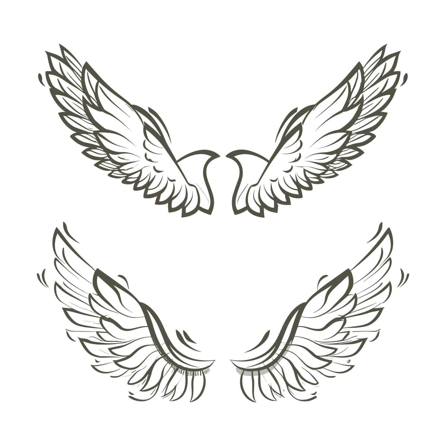 Angel wings clip art set design #37046