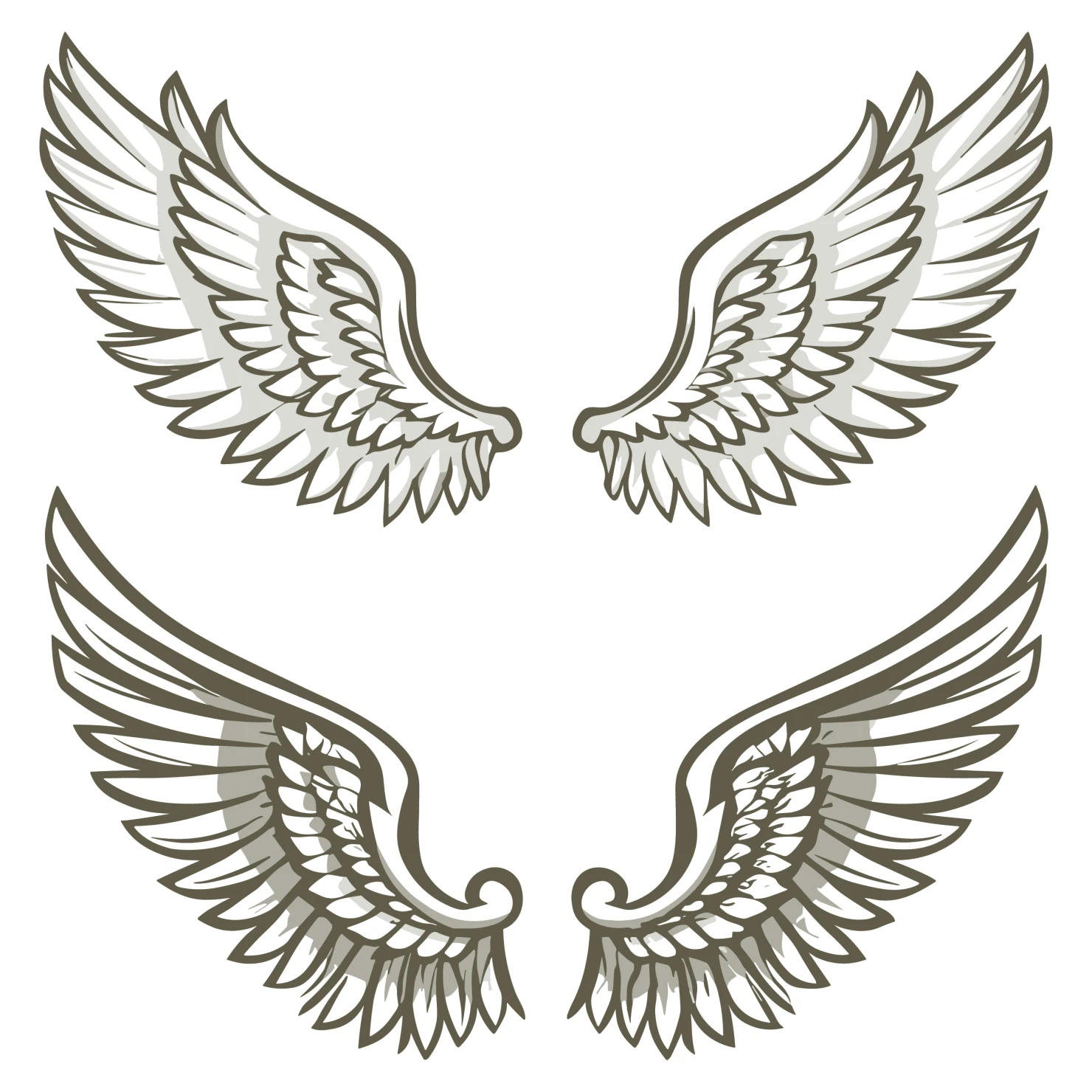 Angel wings clip art set design #37047