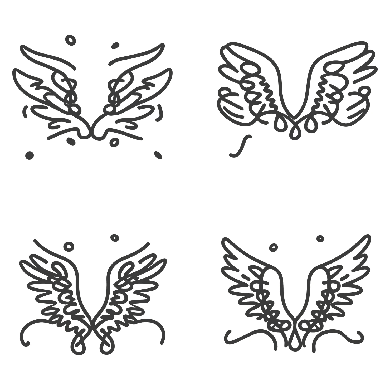 Angel wings clip art set design #37048