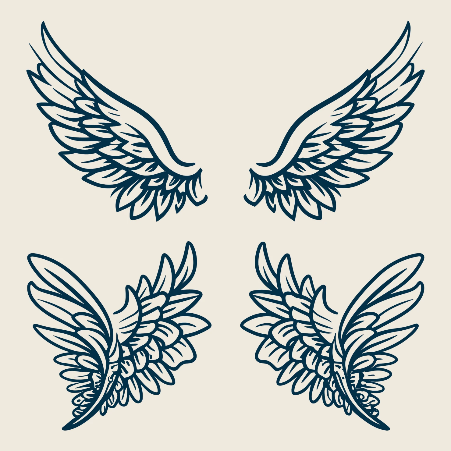 Angel wings clip art set design #37050