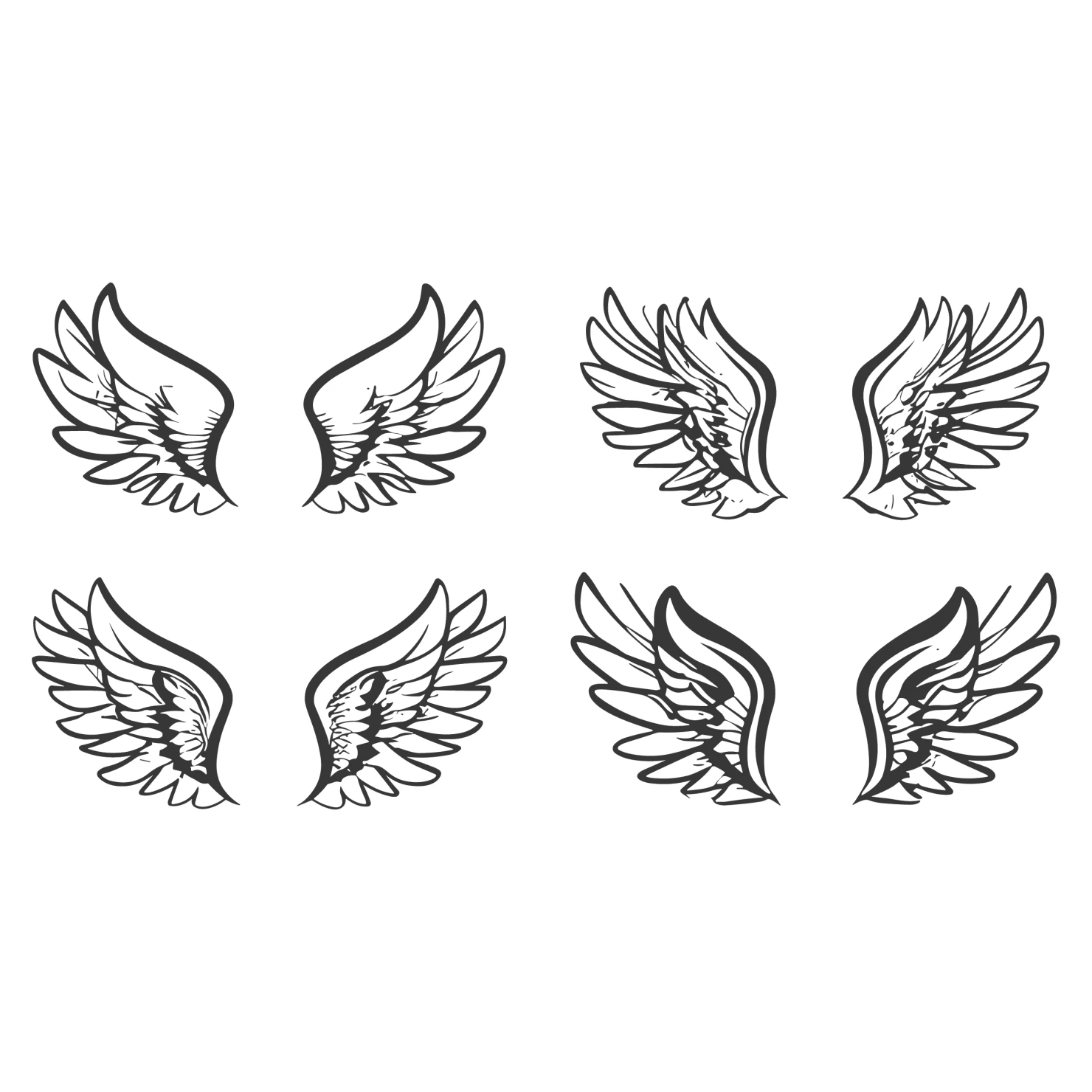 Angel wings clip art set design #37052