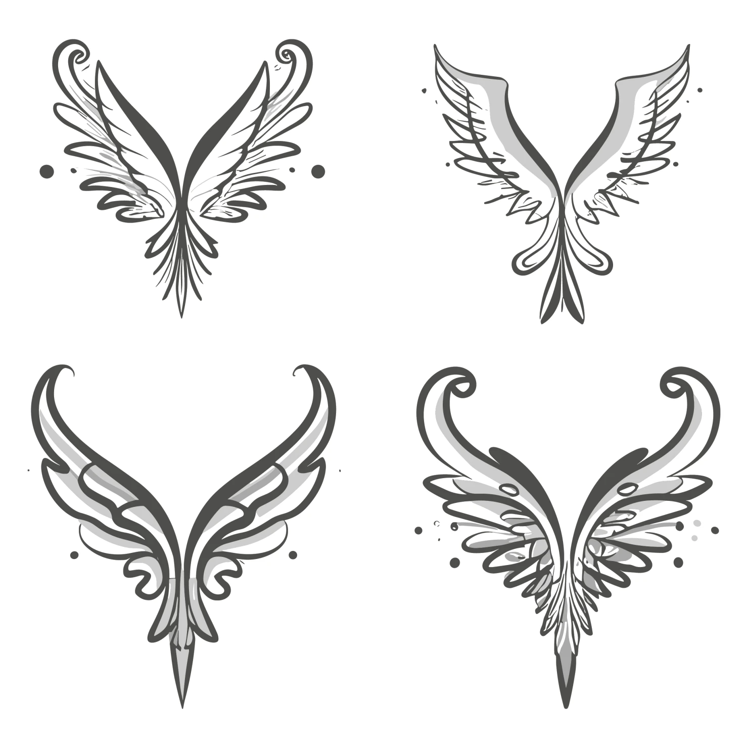 Angel wings clip art set design #37053
