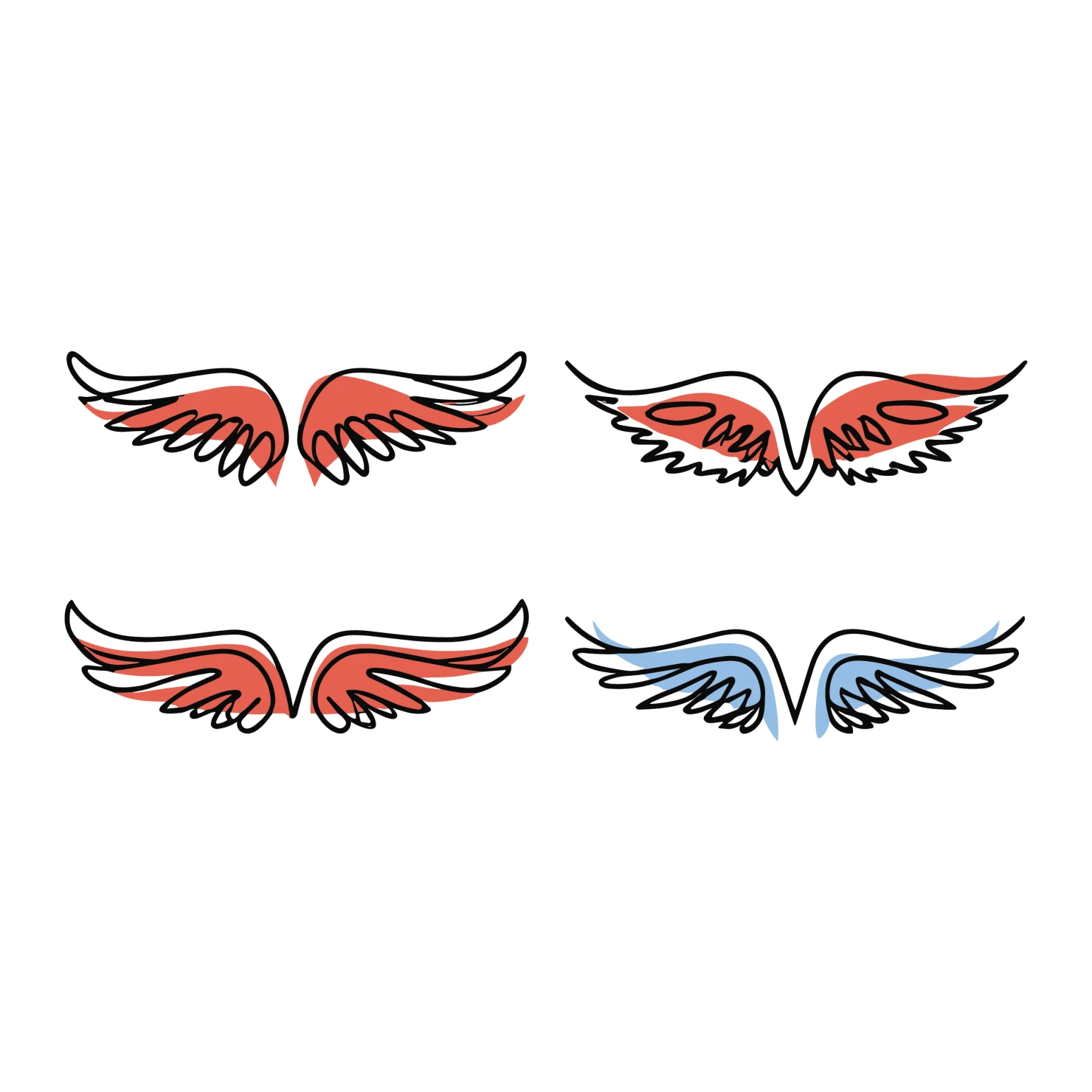 Angel wings clip art set design #37055
