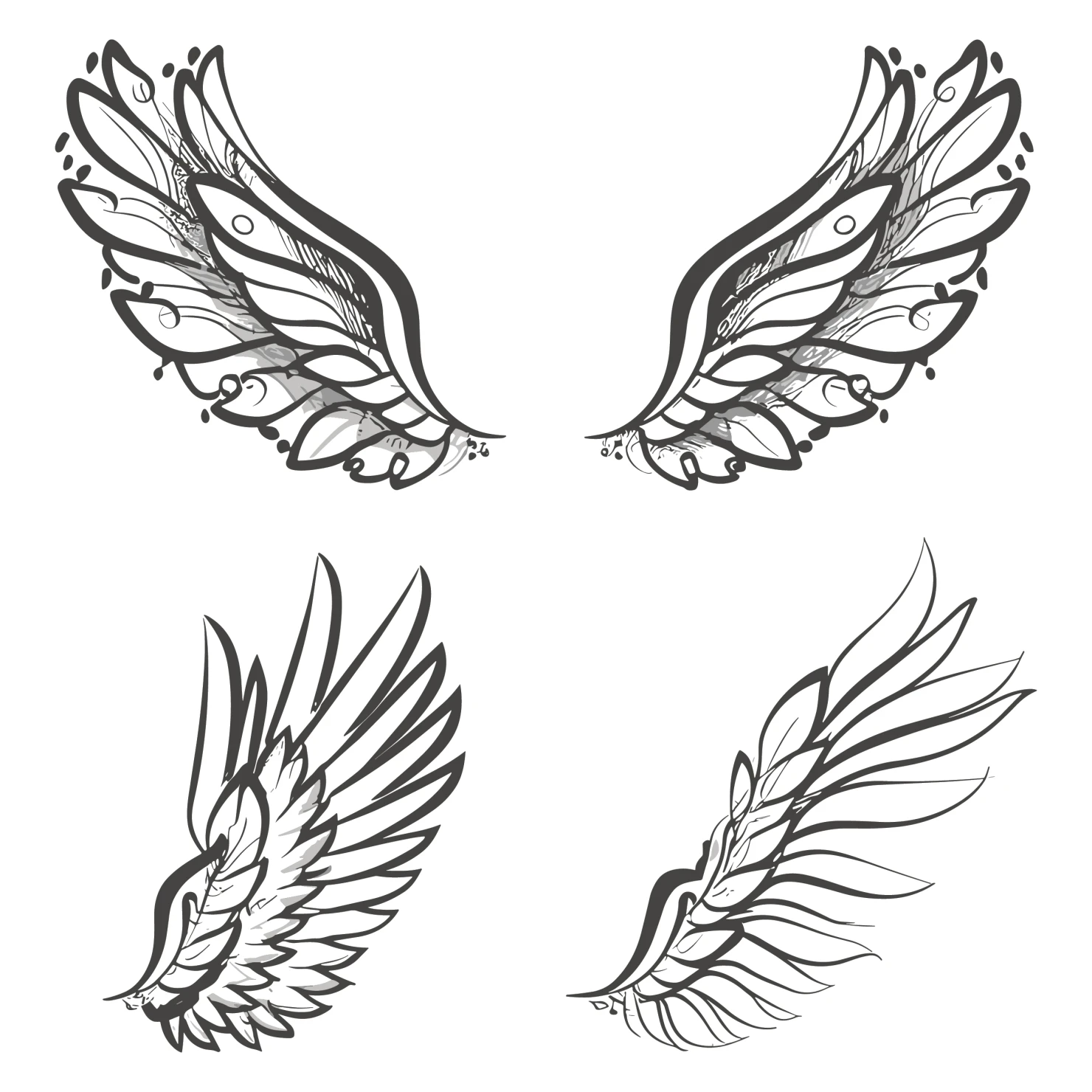 Angel wings clip art set design #37062