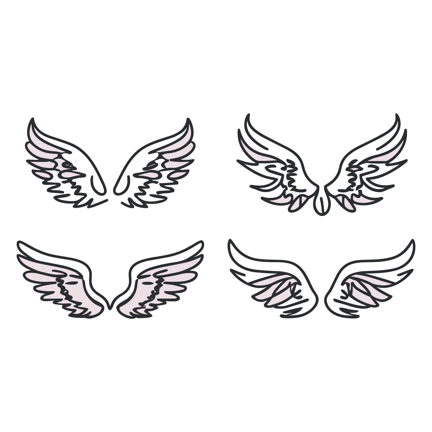 Angel wings clip art set design #37068