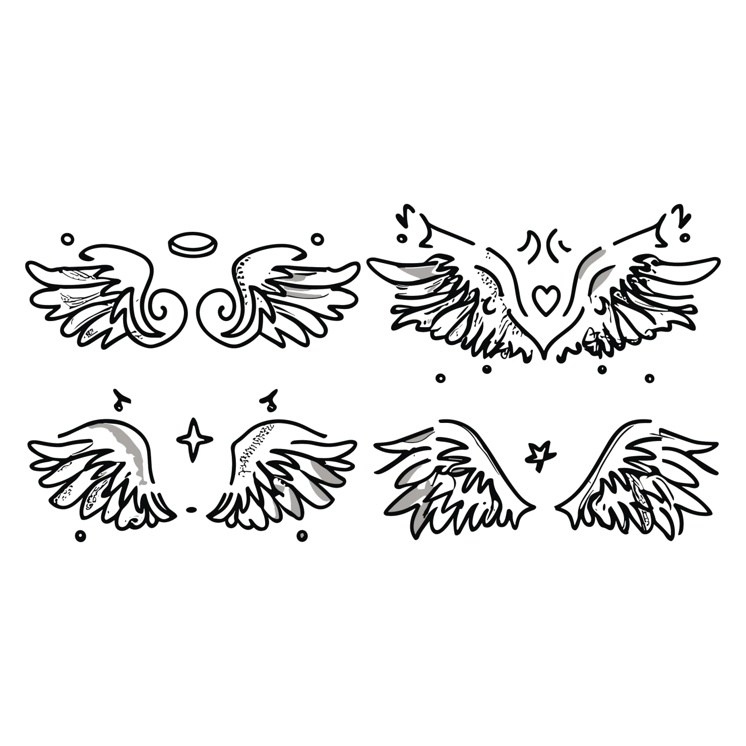 Angel wings clip art set design #37069
