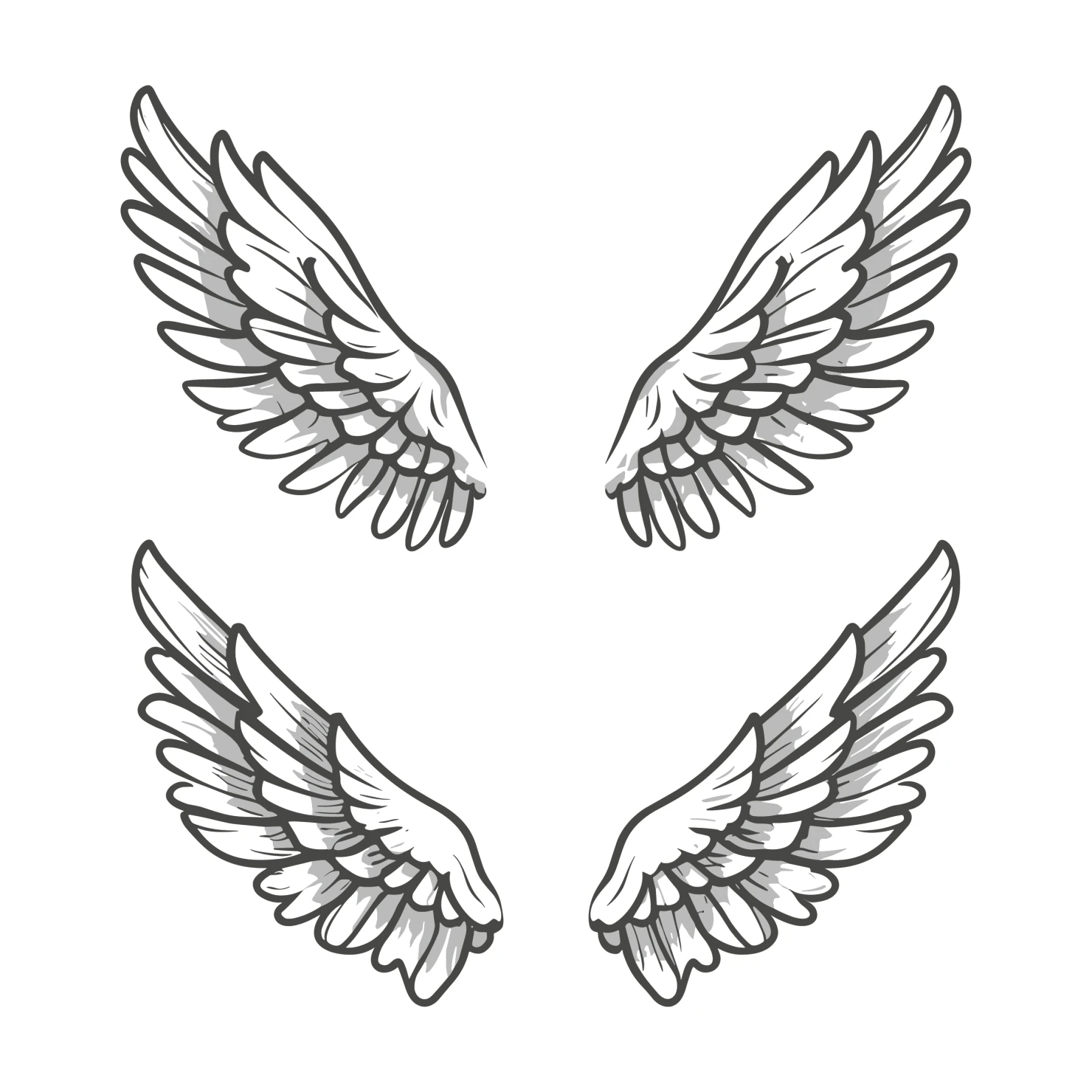 Angel wings clip art set design #37073