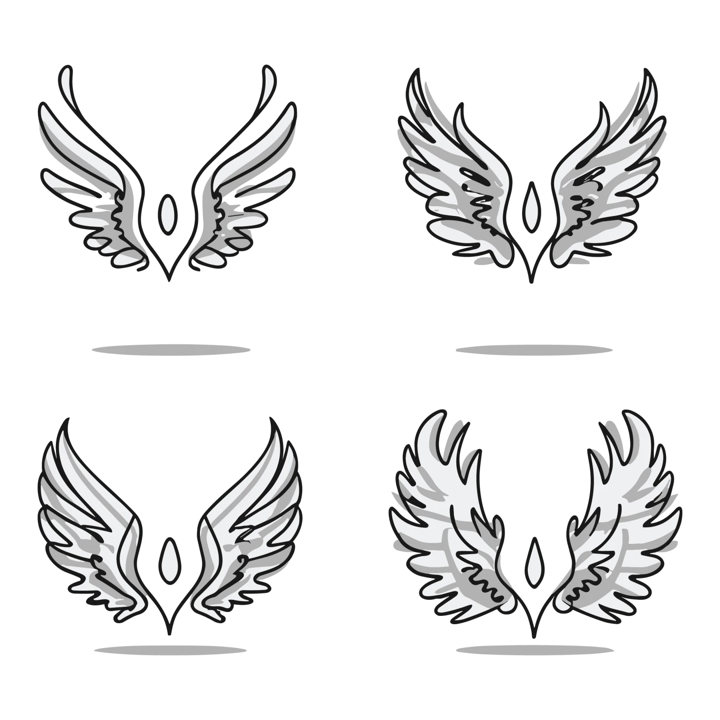 Angel wings clip art set design #37076