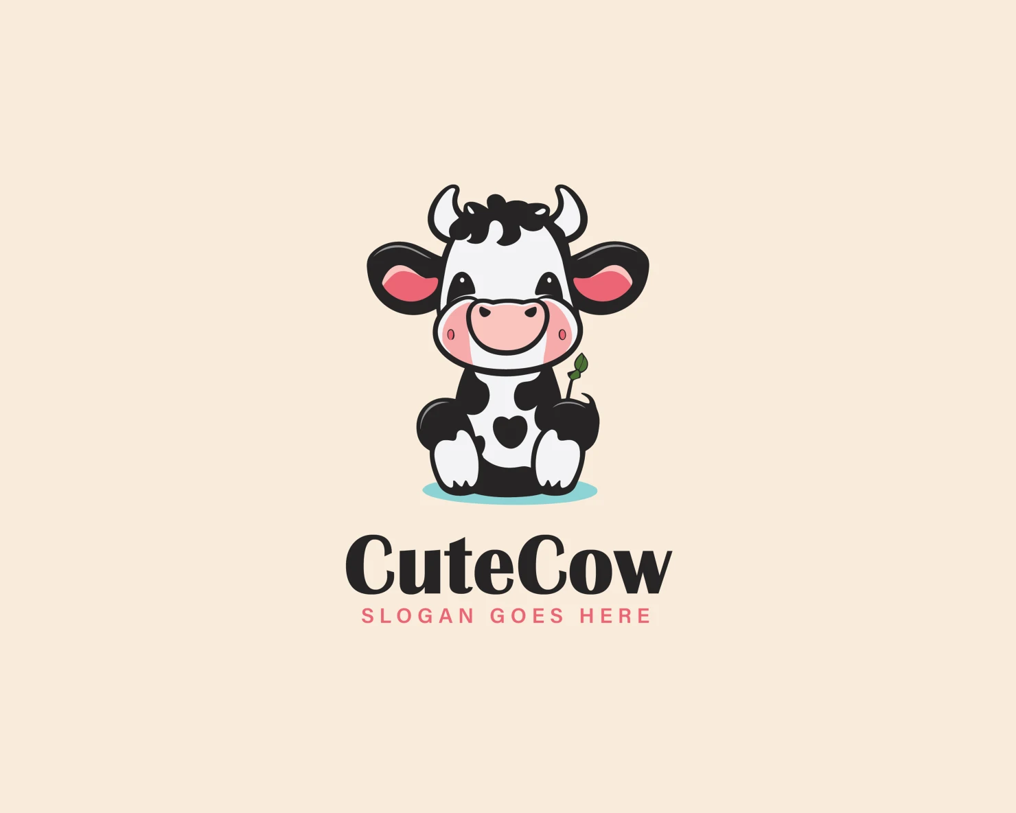 Cute Cow customizable logo set design #37142