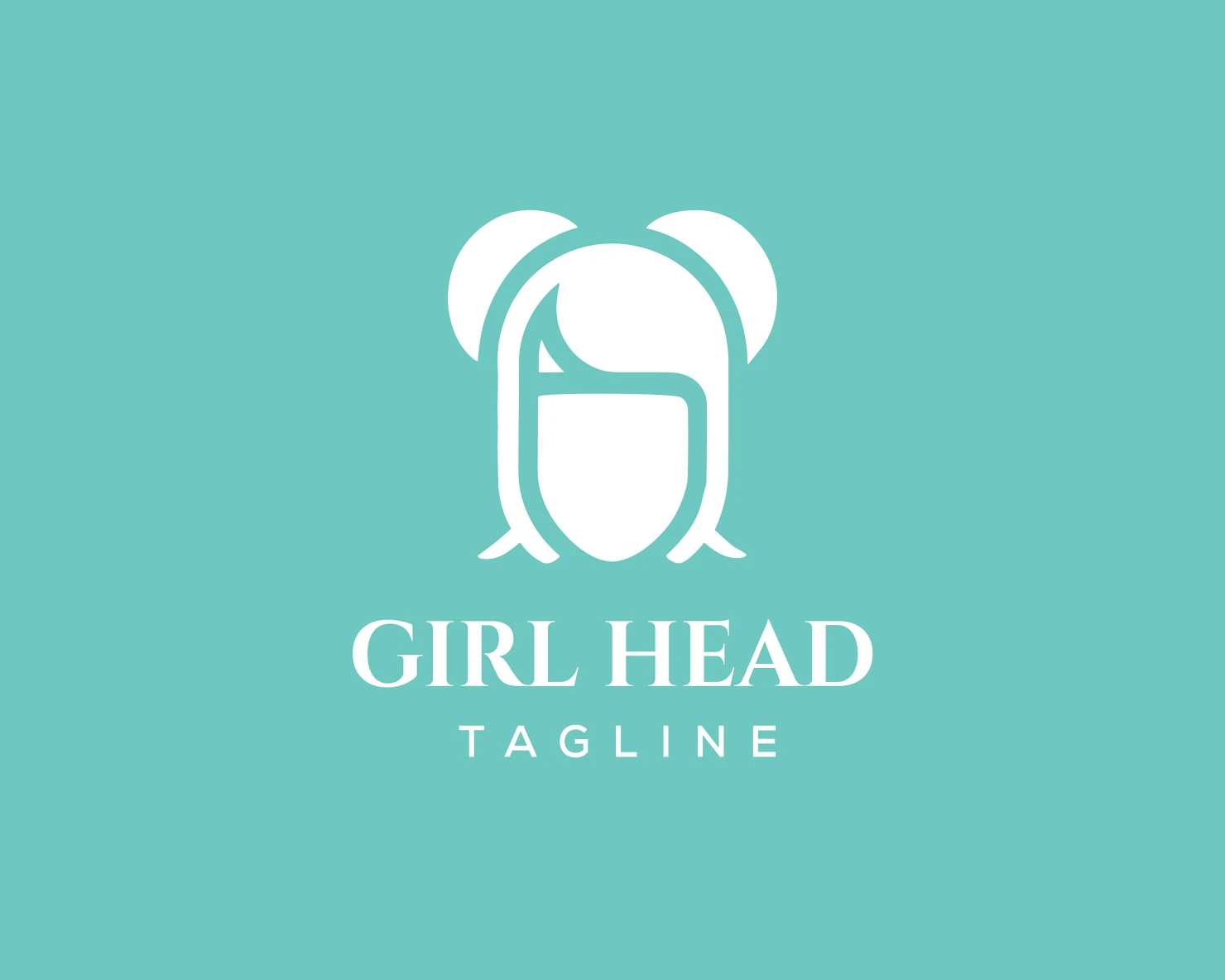 Girl head customizable logo set design #37711