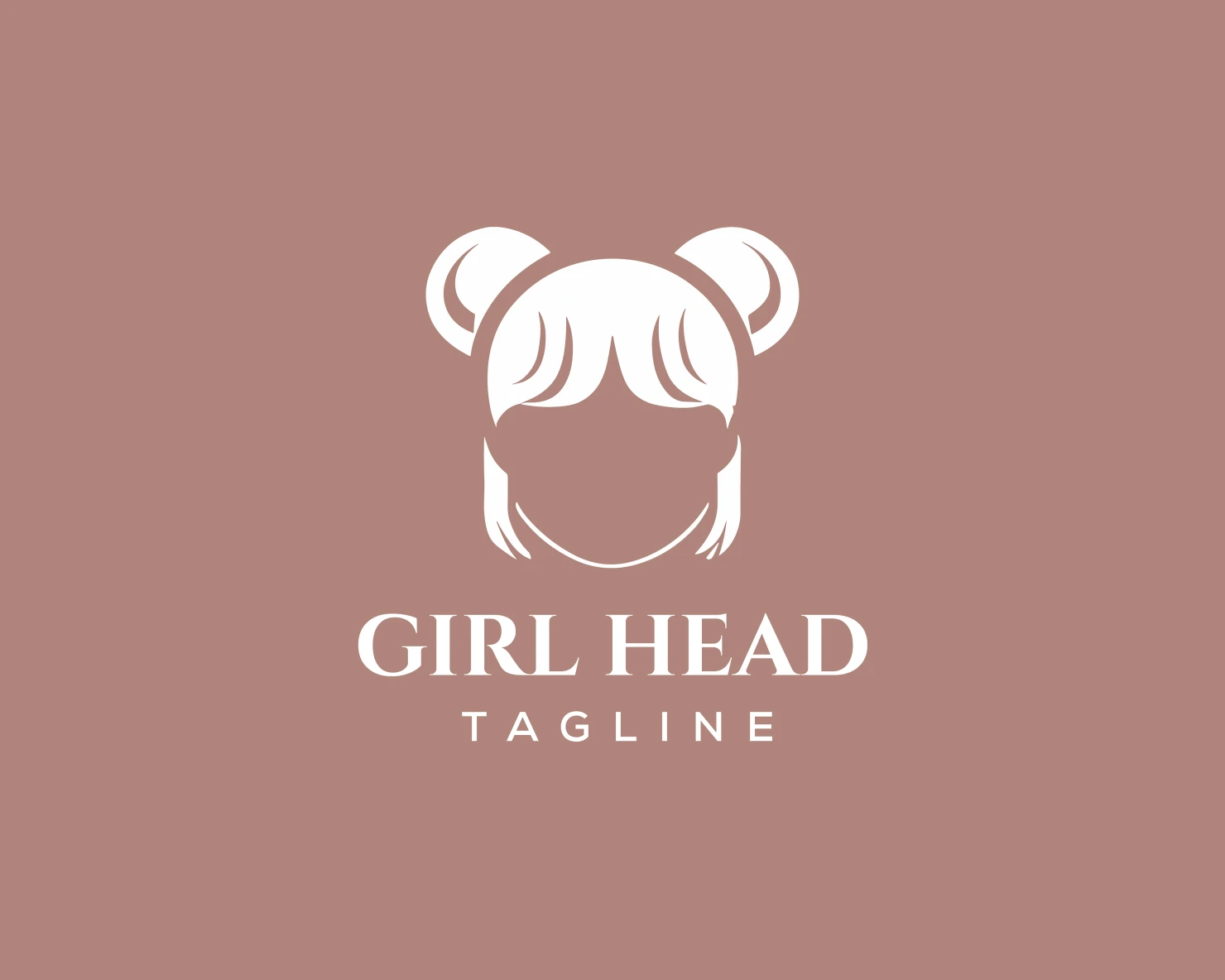 Girl head customizable logo set design #37715