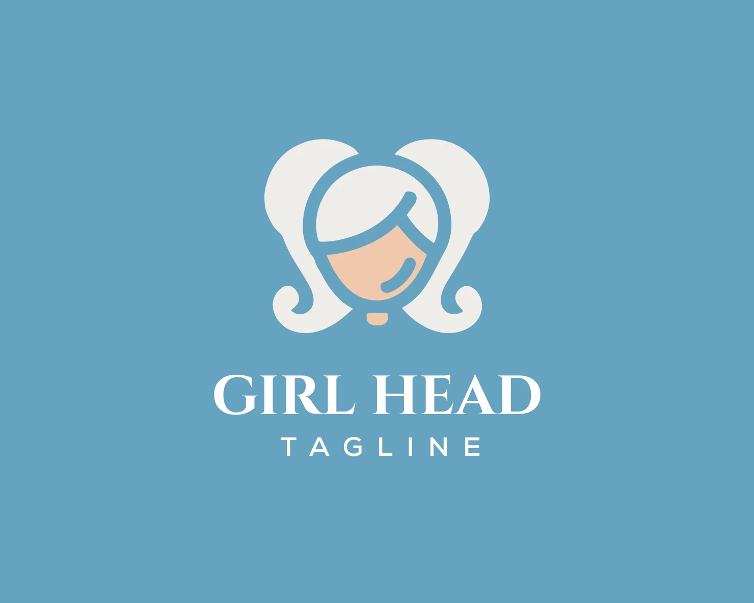 Girl head customizable logo set design #37721