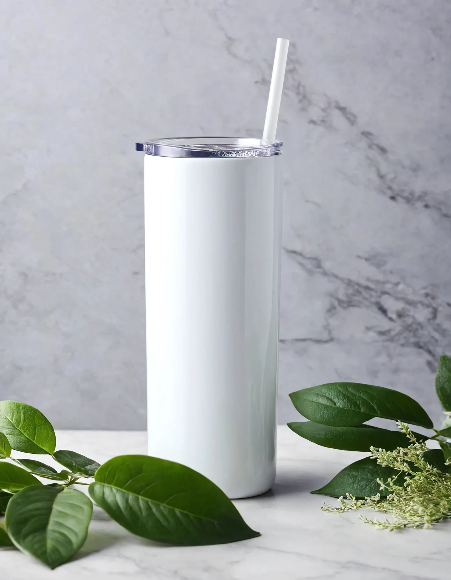White color sublimation 20 oz skinny tumbler with straw #39743