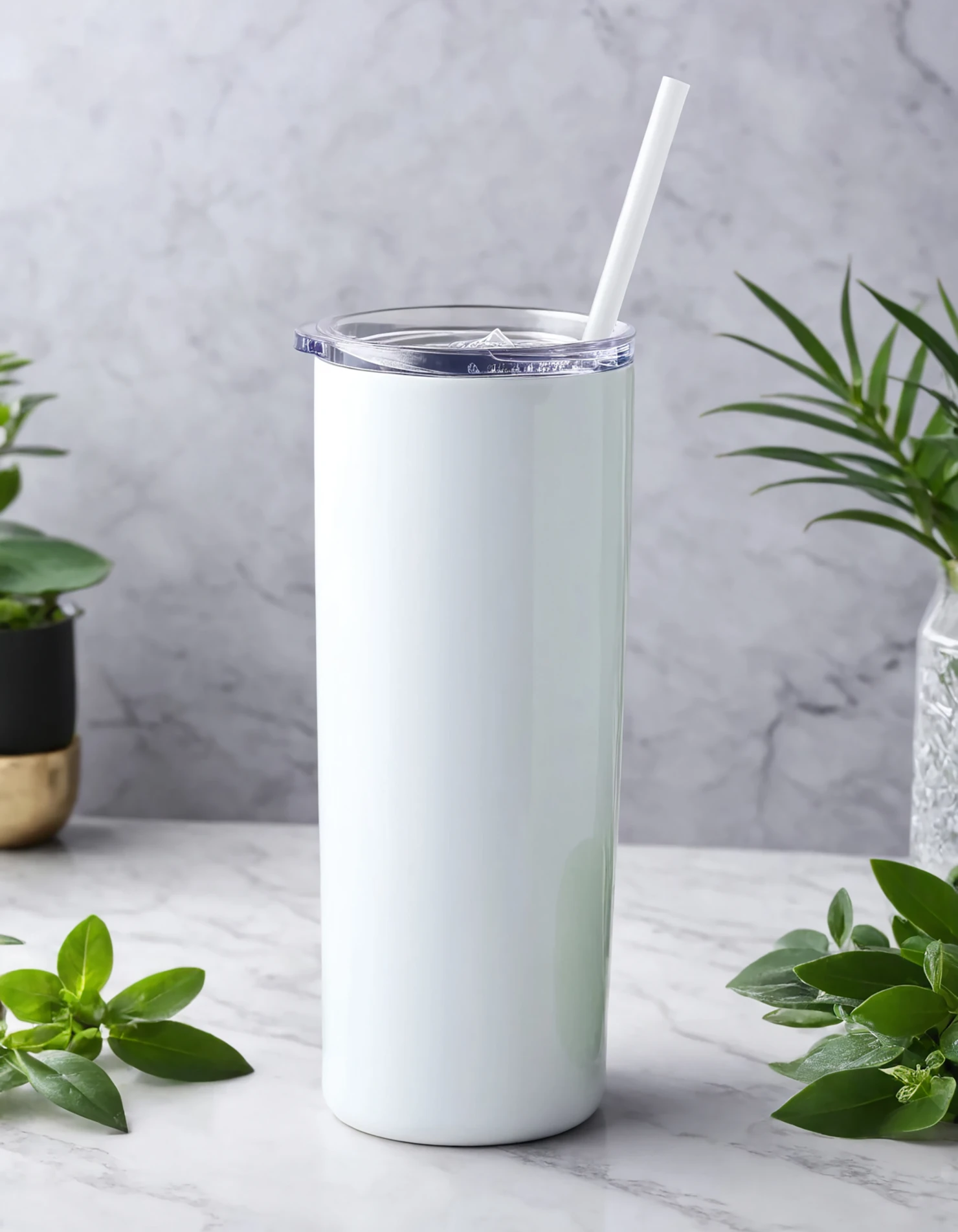 White color sublimation 20 oz skinny tumbler with straw #39744