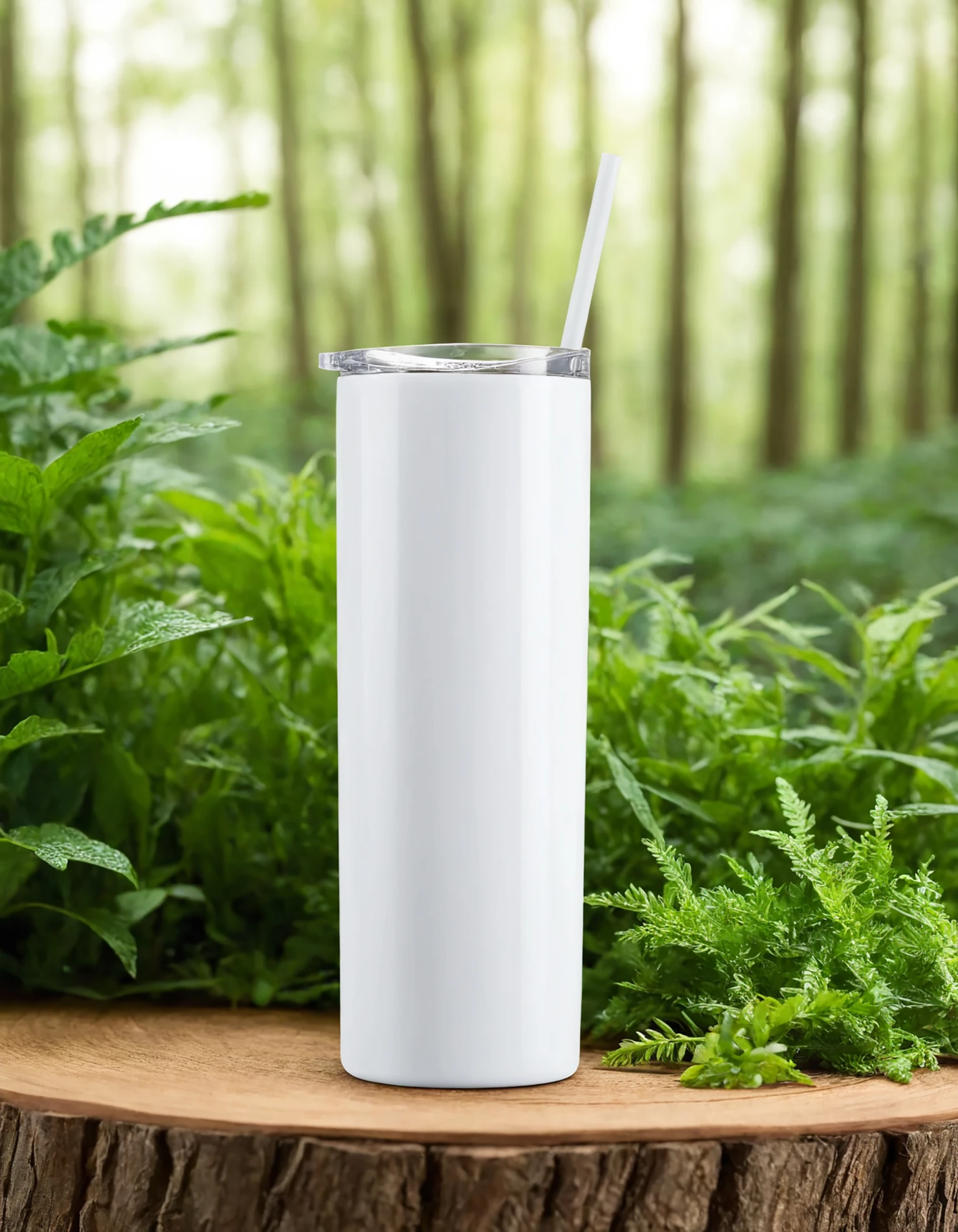White color sublimation 20 oz skinny tumbler with straw #39745