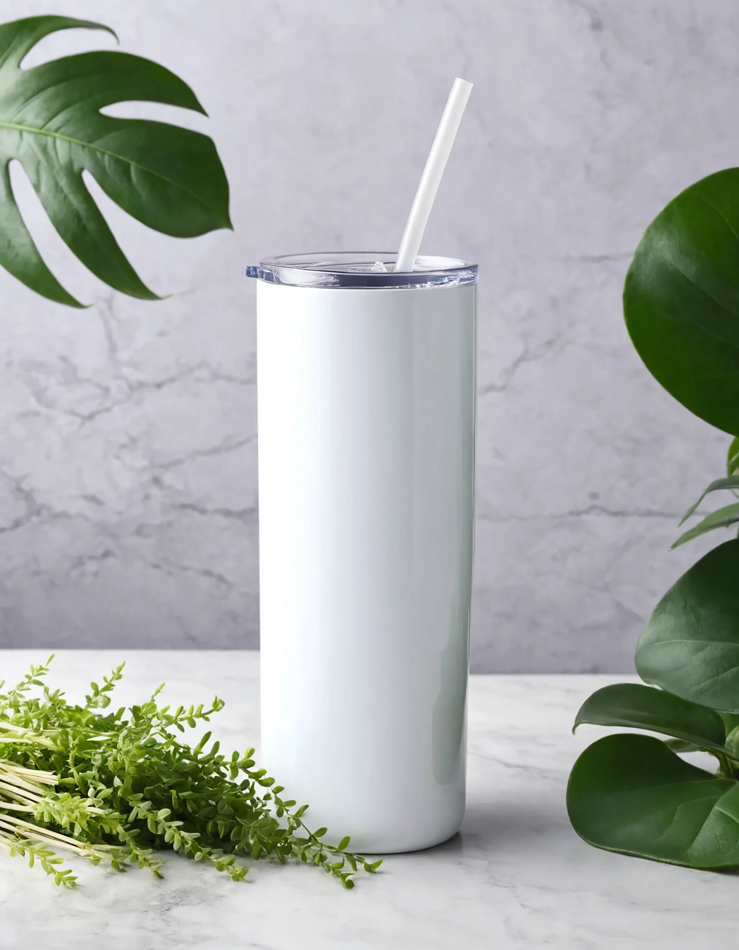 White color sublimation 20 oz skinny tumbler with straw #39746