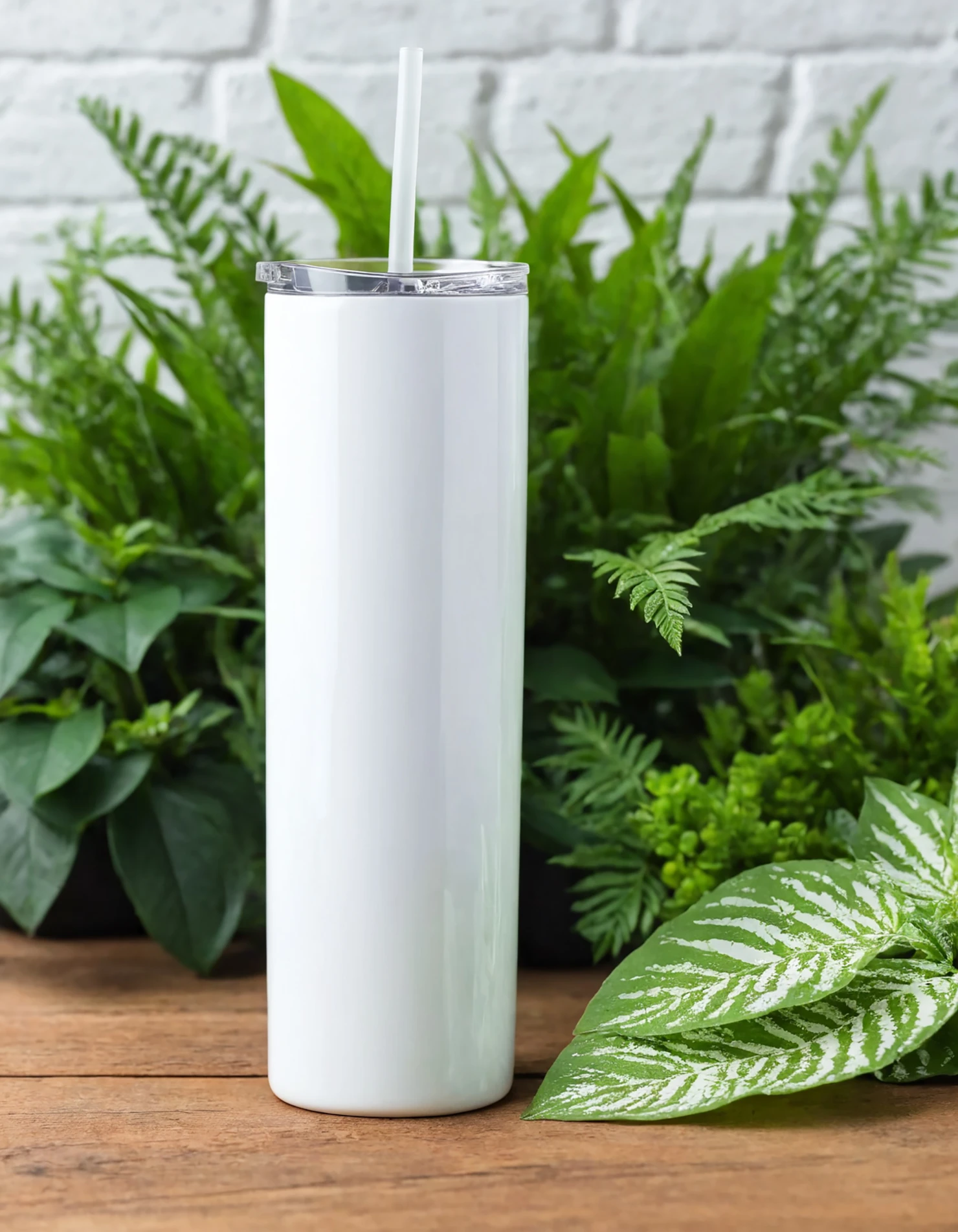 White color sublimation 20 oz skinny tumbler with straw #39747