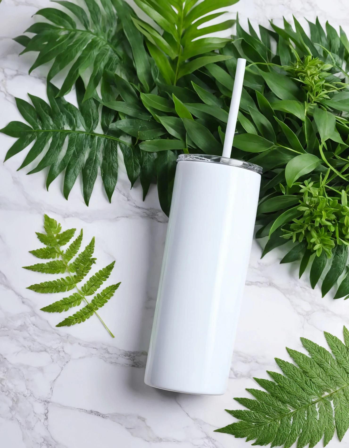 White color sublimation 20 oz skinny tumbler with straw #39748