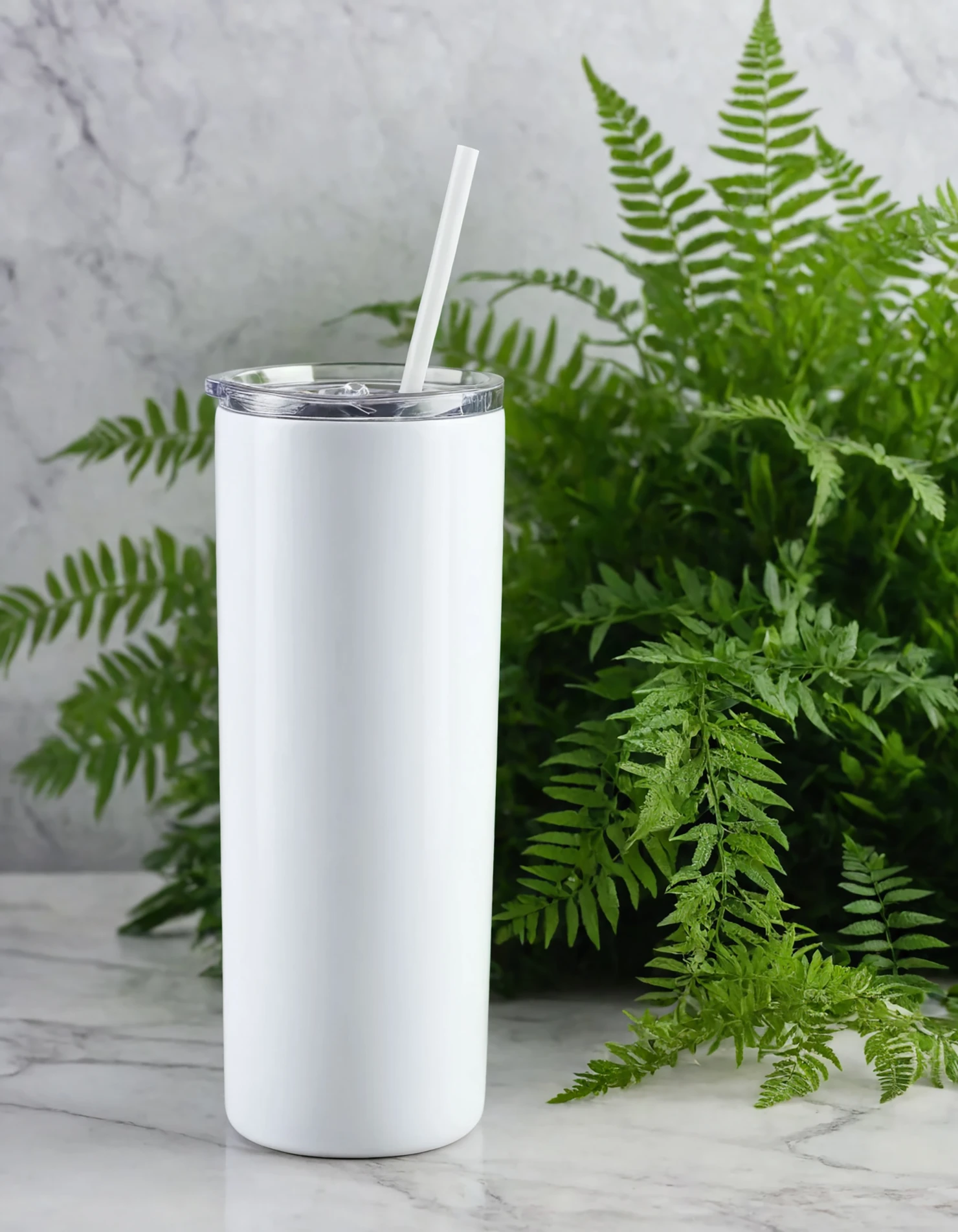 White color sublimation 20 oz skinny tumbler with straw #39752