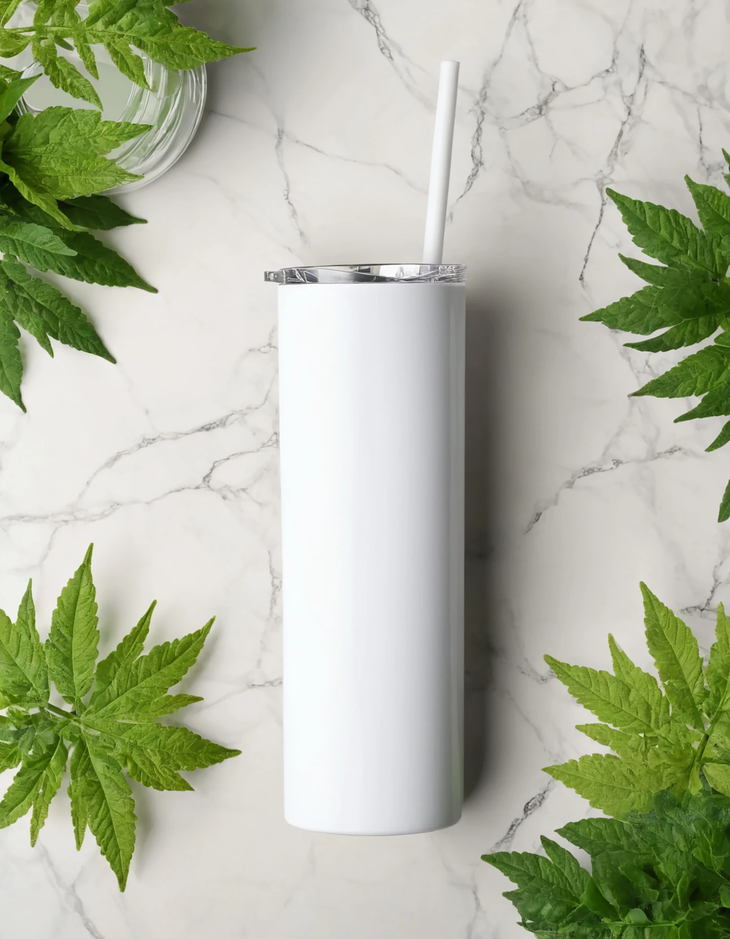 White color sublimation 20 oz skinny tumbler with straw #39754
