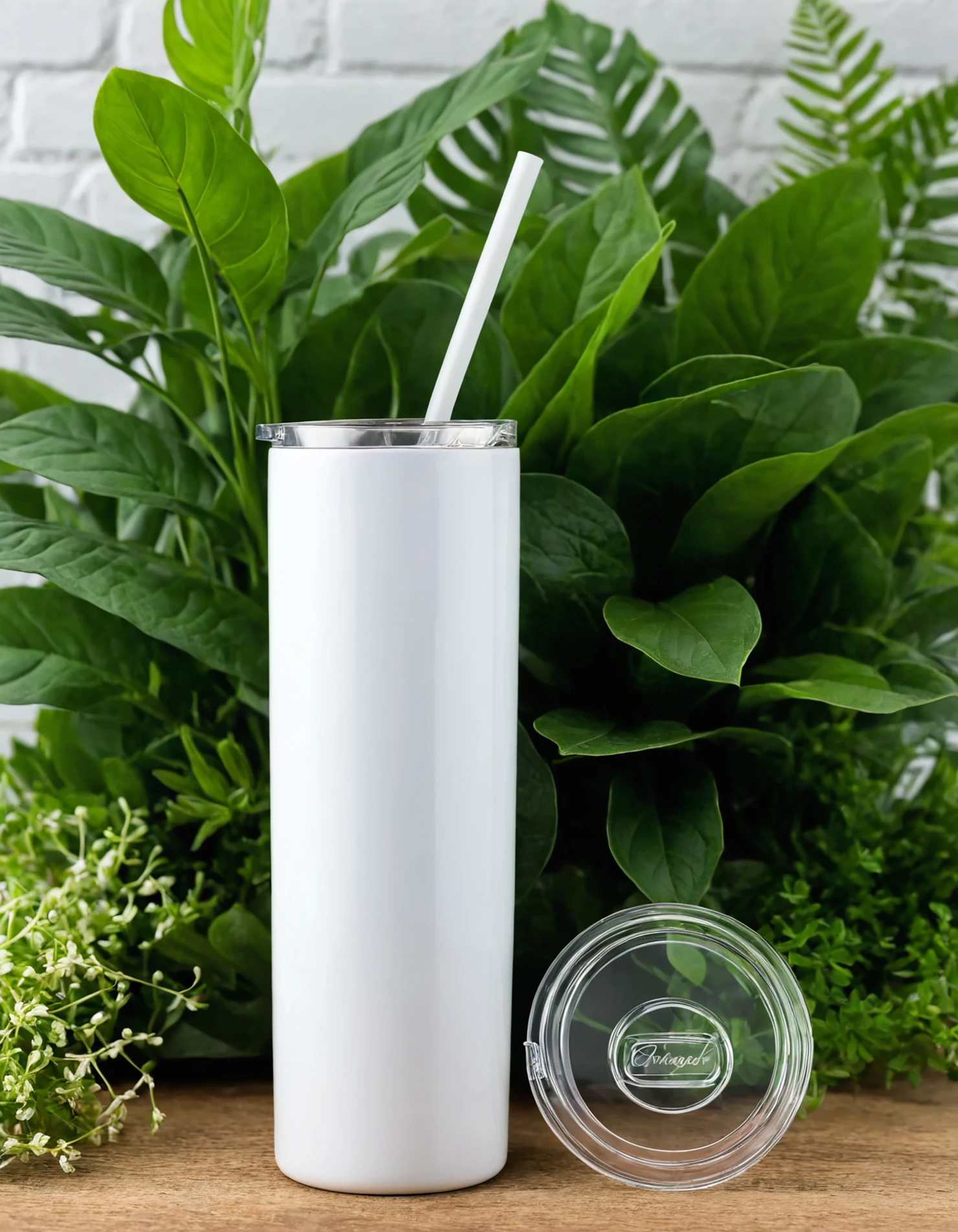 White color sublimation 20 oz skinny tumbler with straw #39755