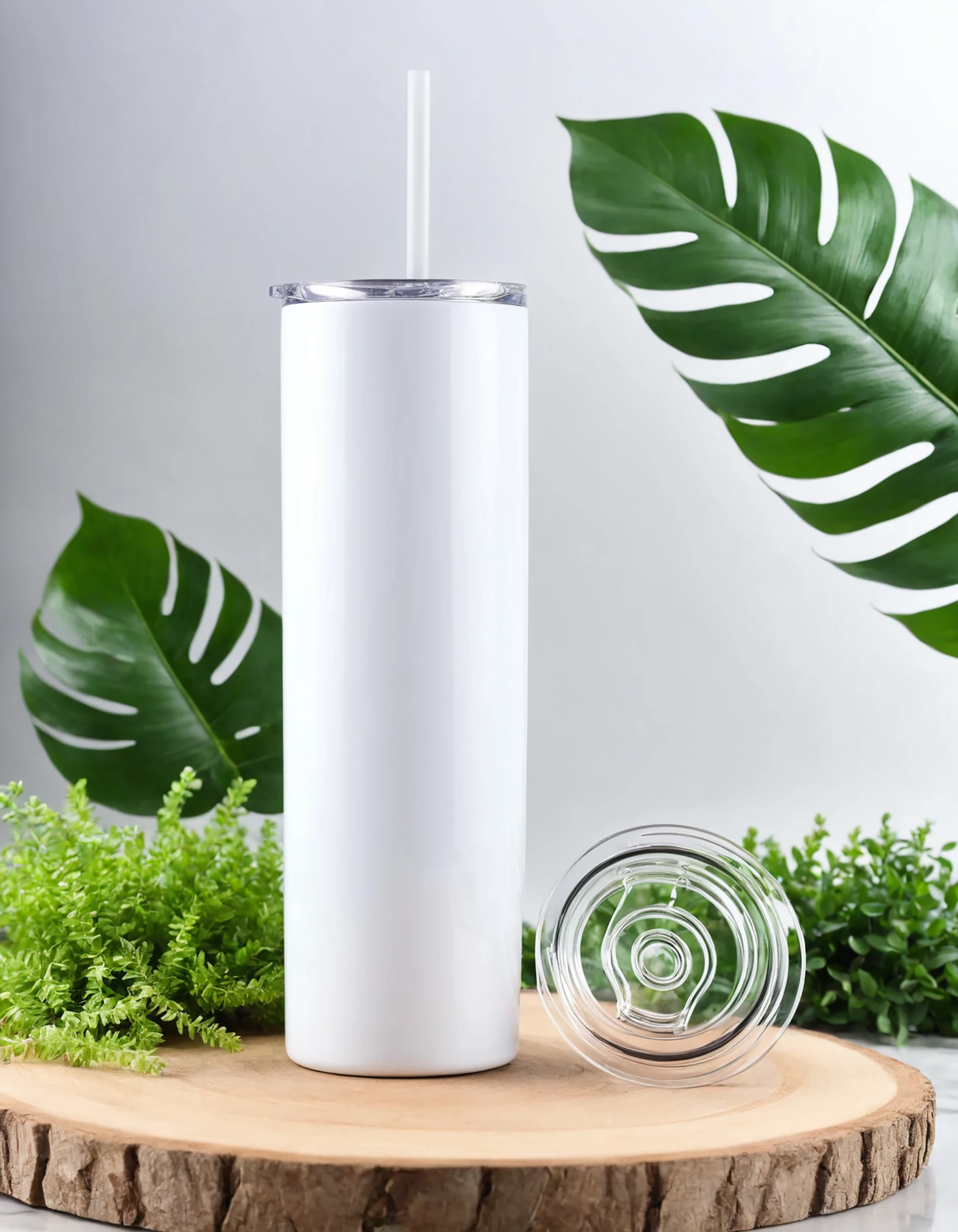 White color sublimation 20 oz skinny tumbler with straw #39756