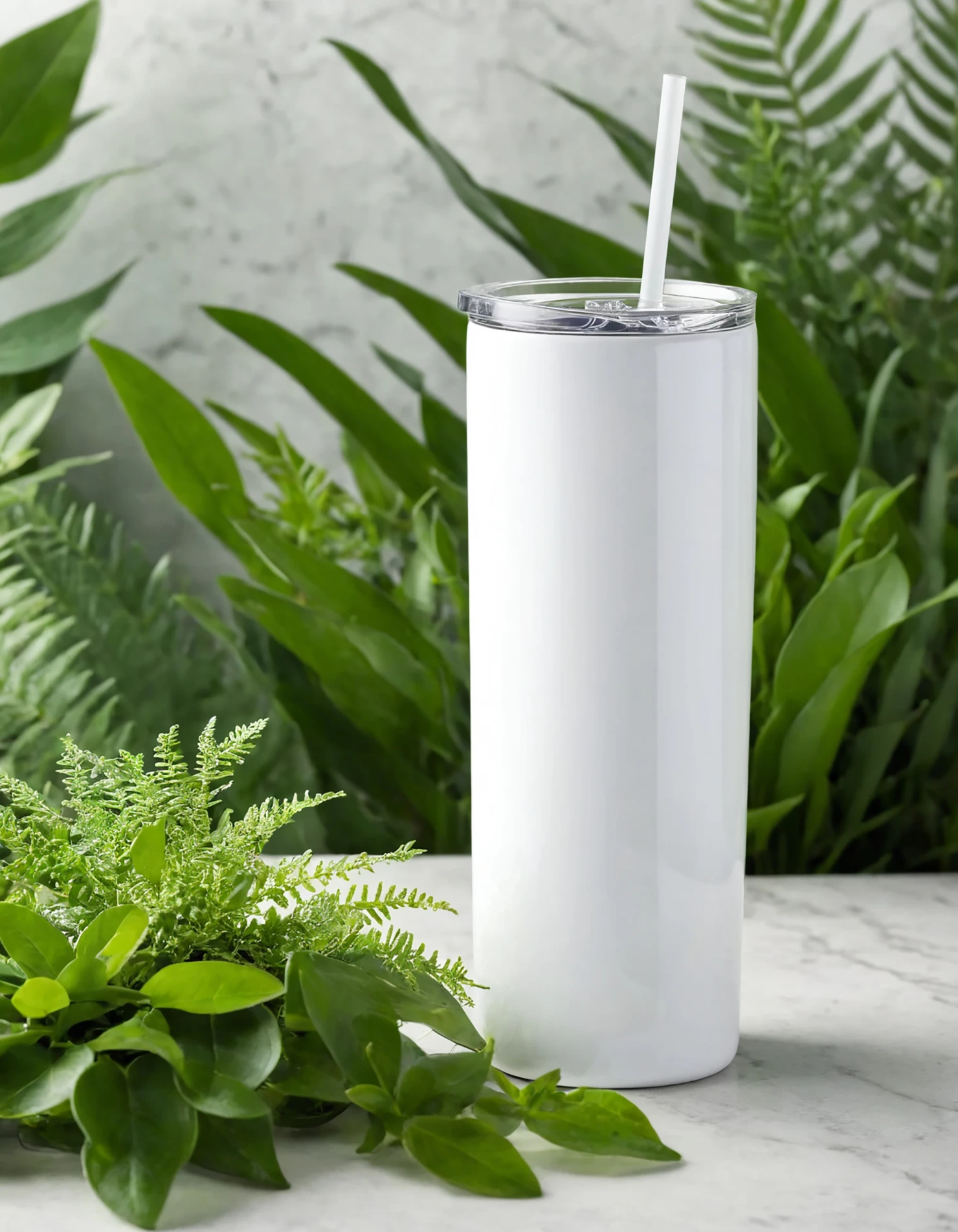 White color sublimation 20 oz skinny tumbler with straw #39757