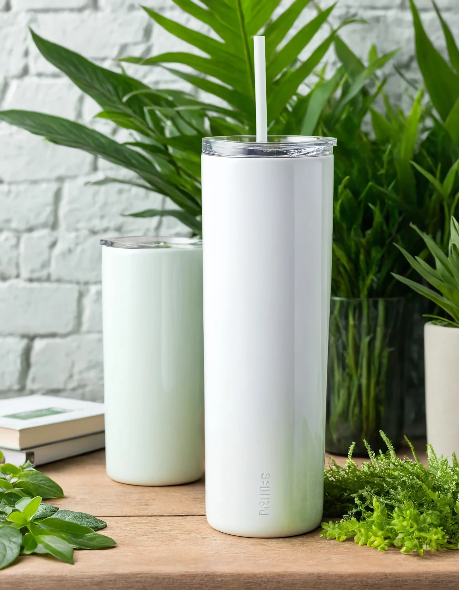 White color sublimation 20 oz skinny tumbler with straw #39759