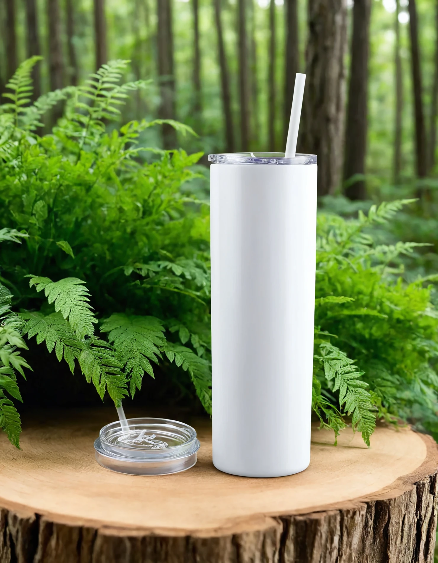 White color sublimation 20 oz skinny tumbler with straw #39760