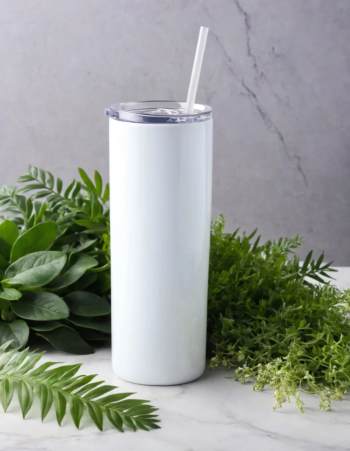 White color sublimation 20 oz skinny tumbler with straw #39762