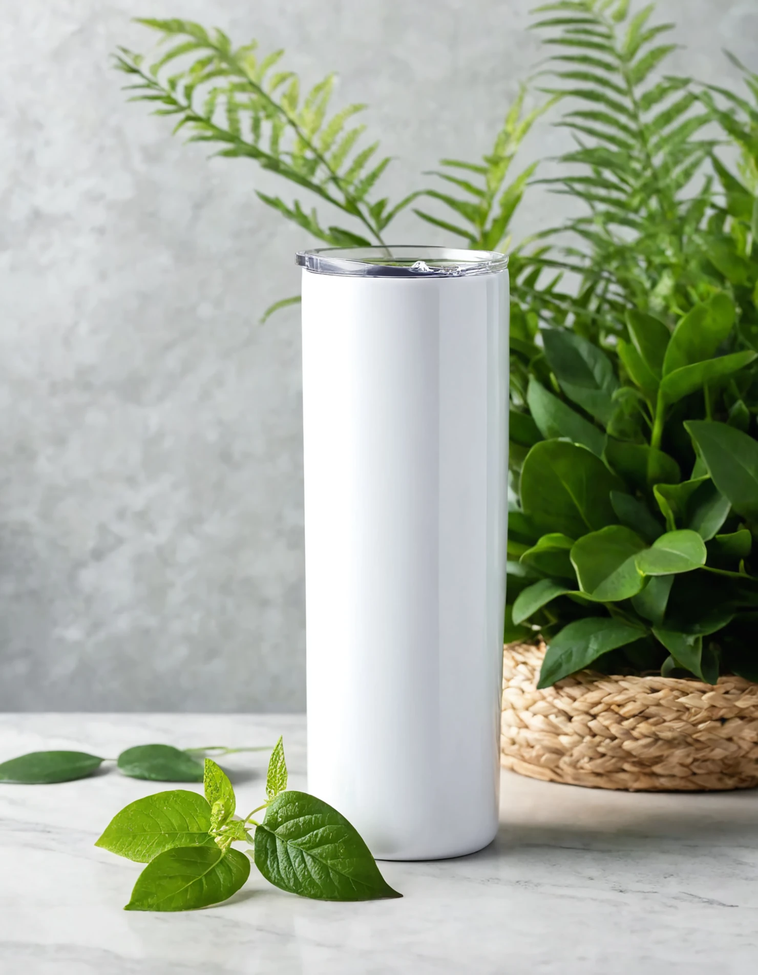 White color sublimation 20 oz skinny tumbler with straw #39763